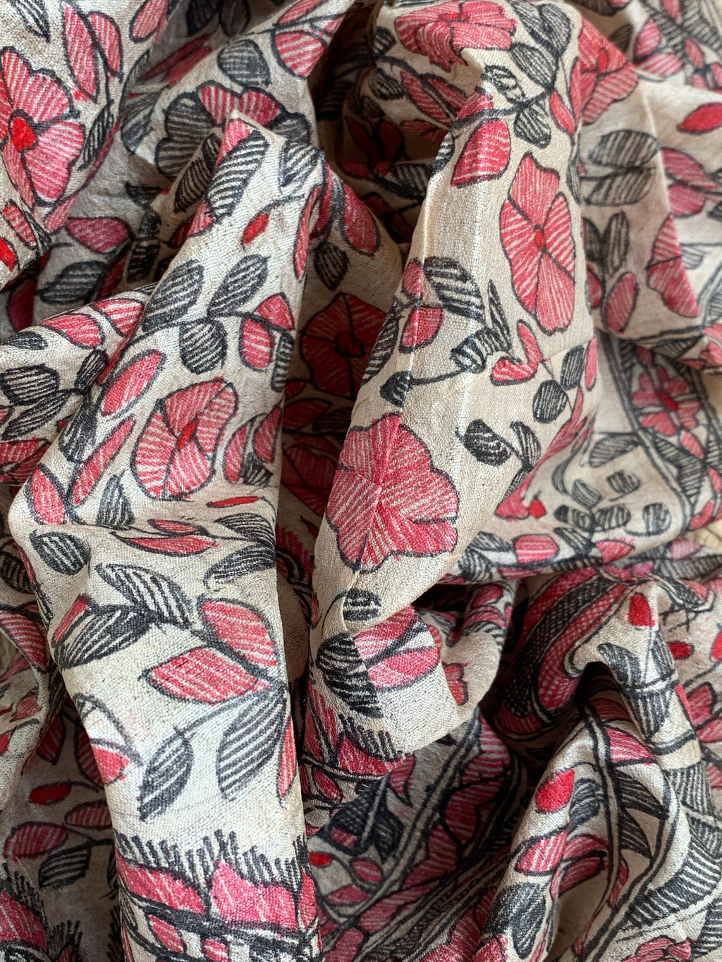 Madhubani Handpainted Handwoven Tussar Silk Kurta Dupatta Set
