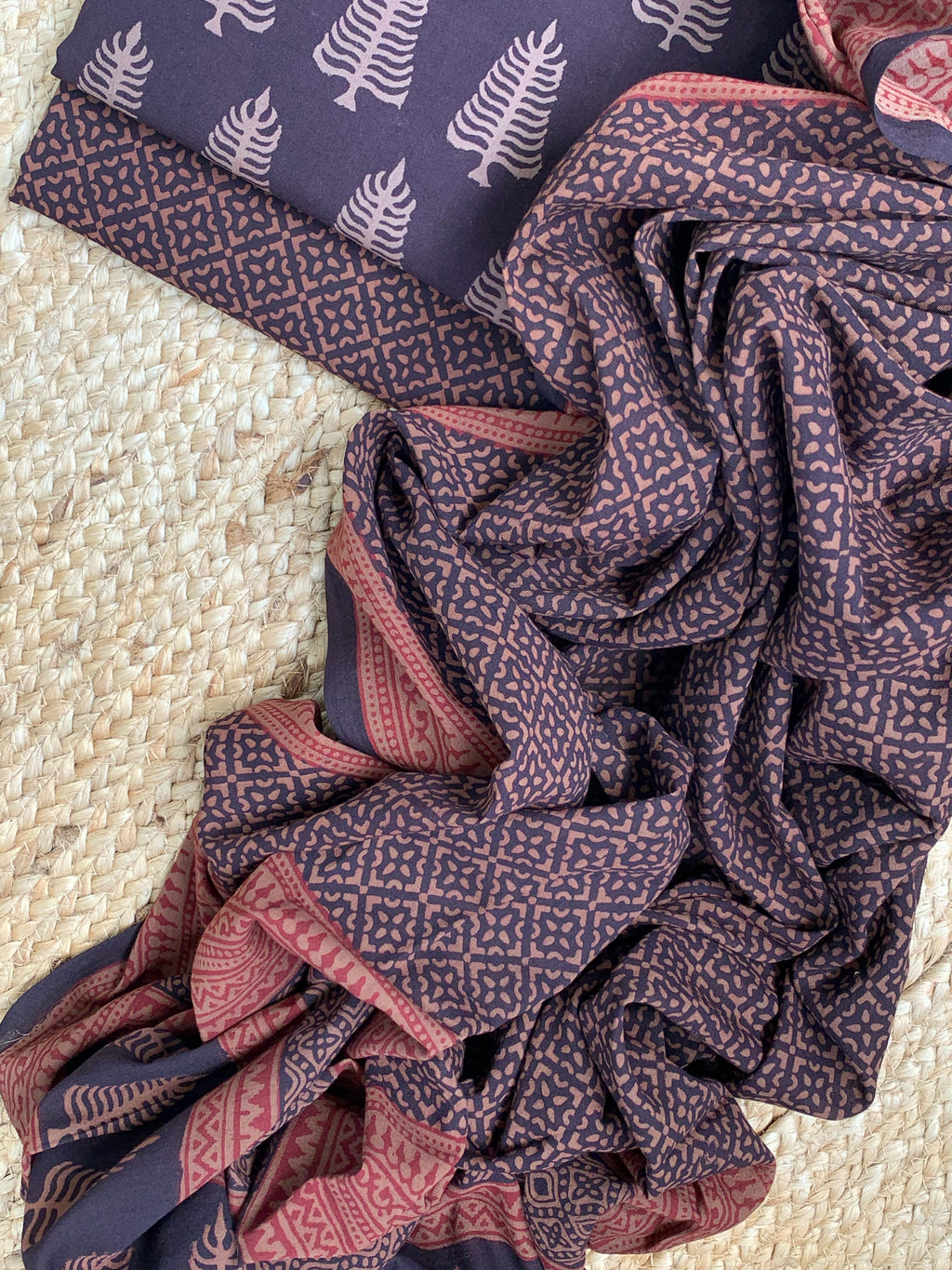 Natural Dyed Bagh Handblock Cotton Suit