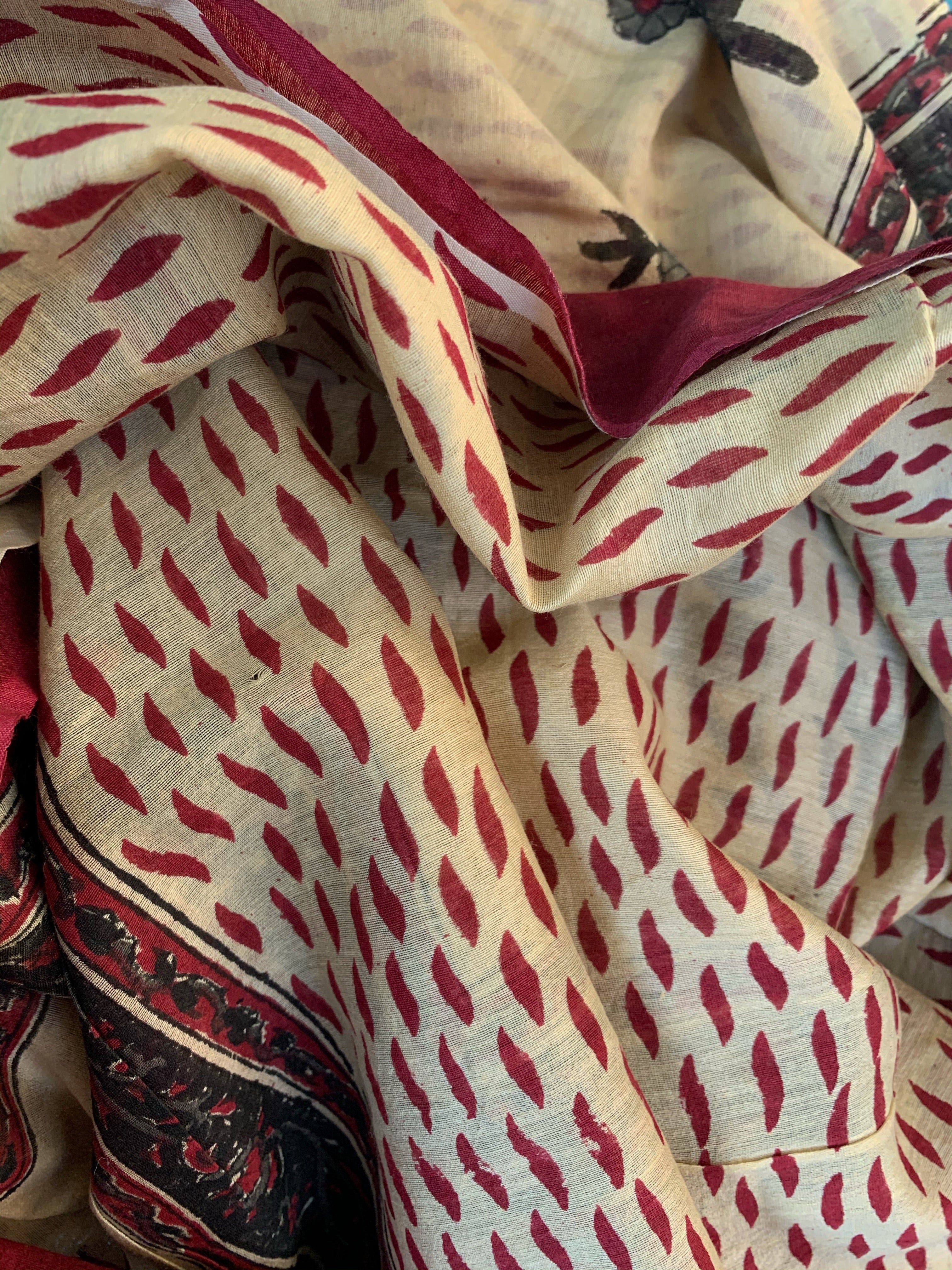 Handblock Printed Chanderi Saree