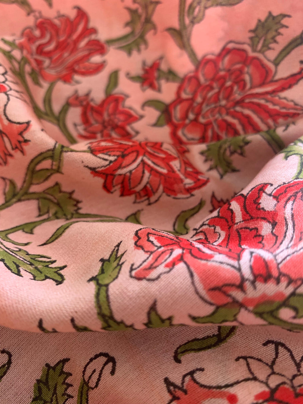Coral Pink Handcrafted Cotton Chanderi Kurta Dupatta Set