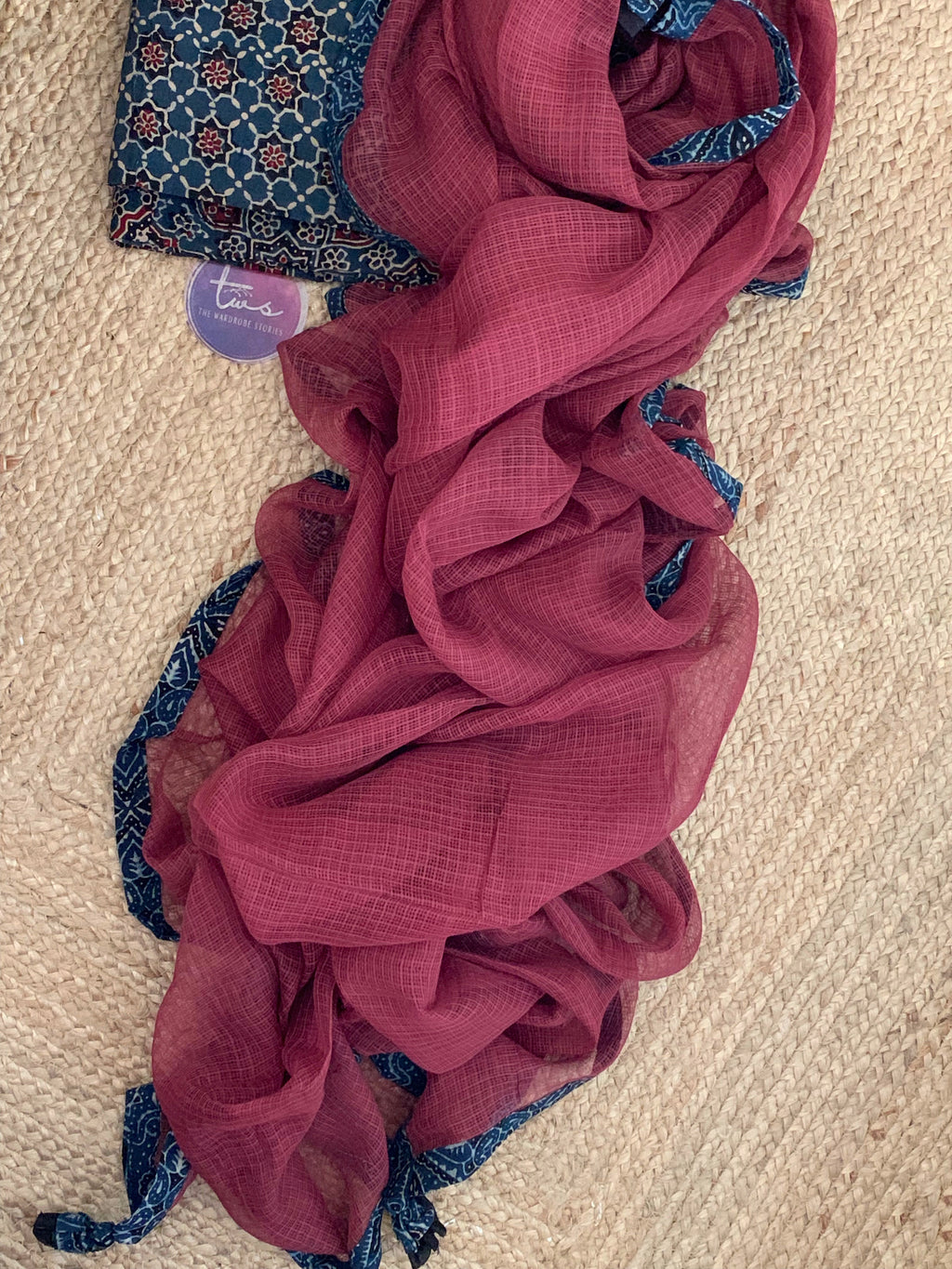 Handblock Ajrakh Cotton Kota Suit