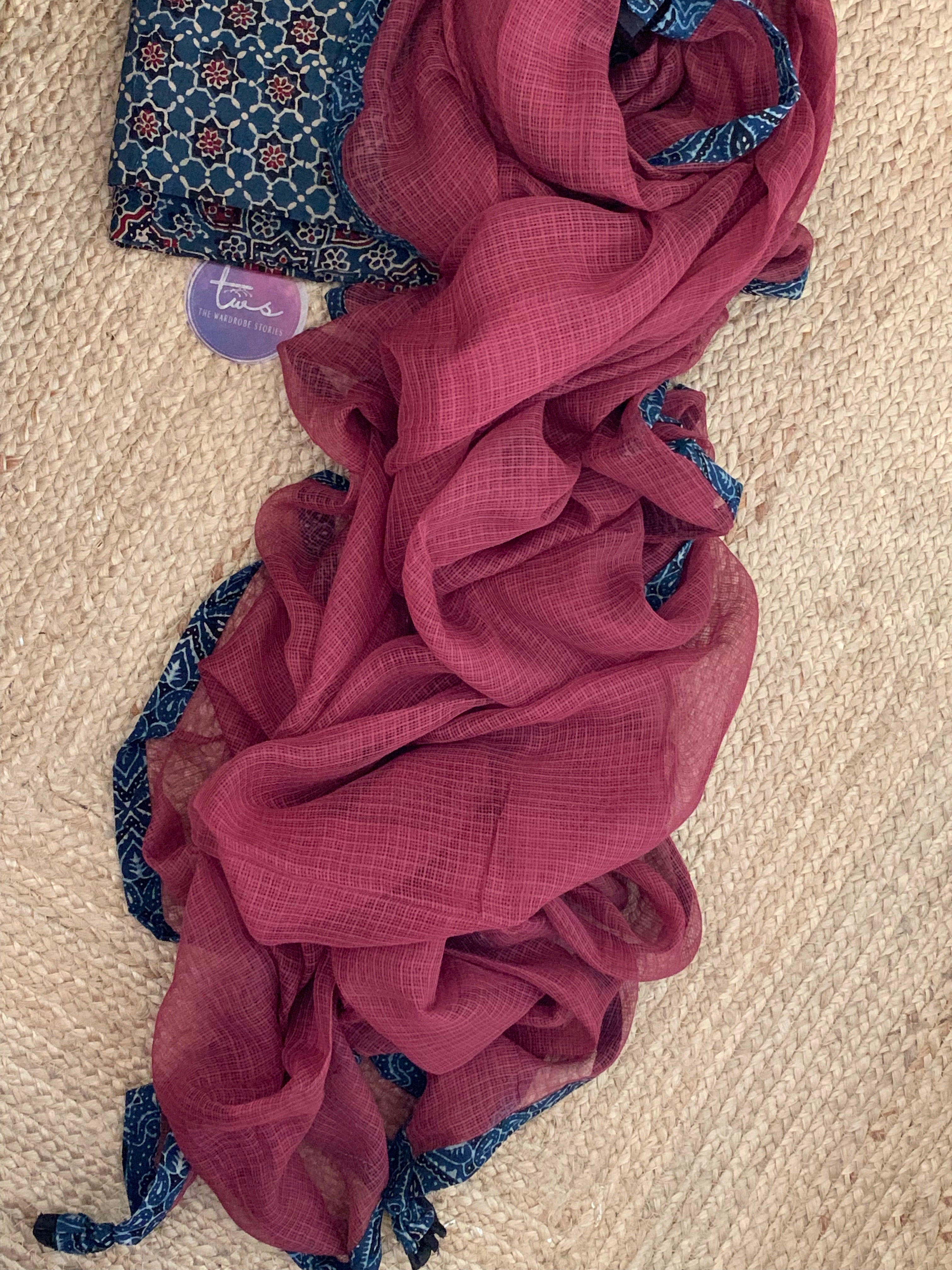 Handblock Ajrakh Cotton Kota Suit