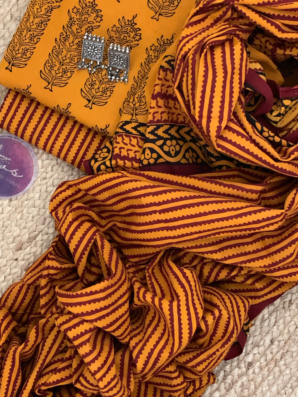 Natural Dyed Bagh Handblock Cotton Suit