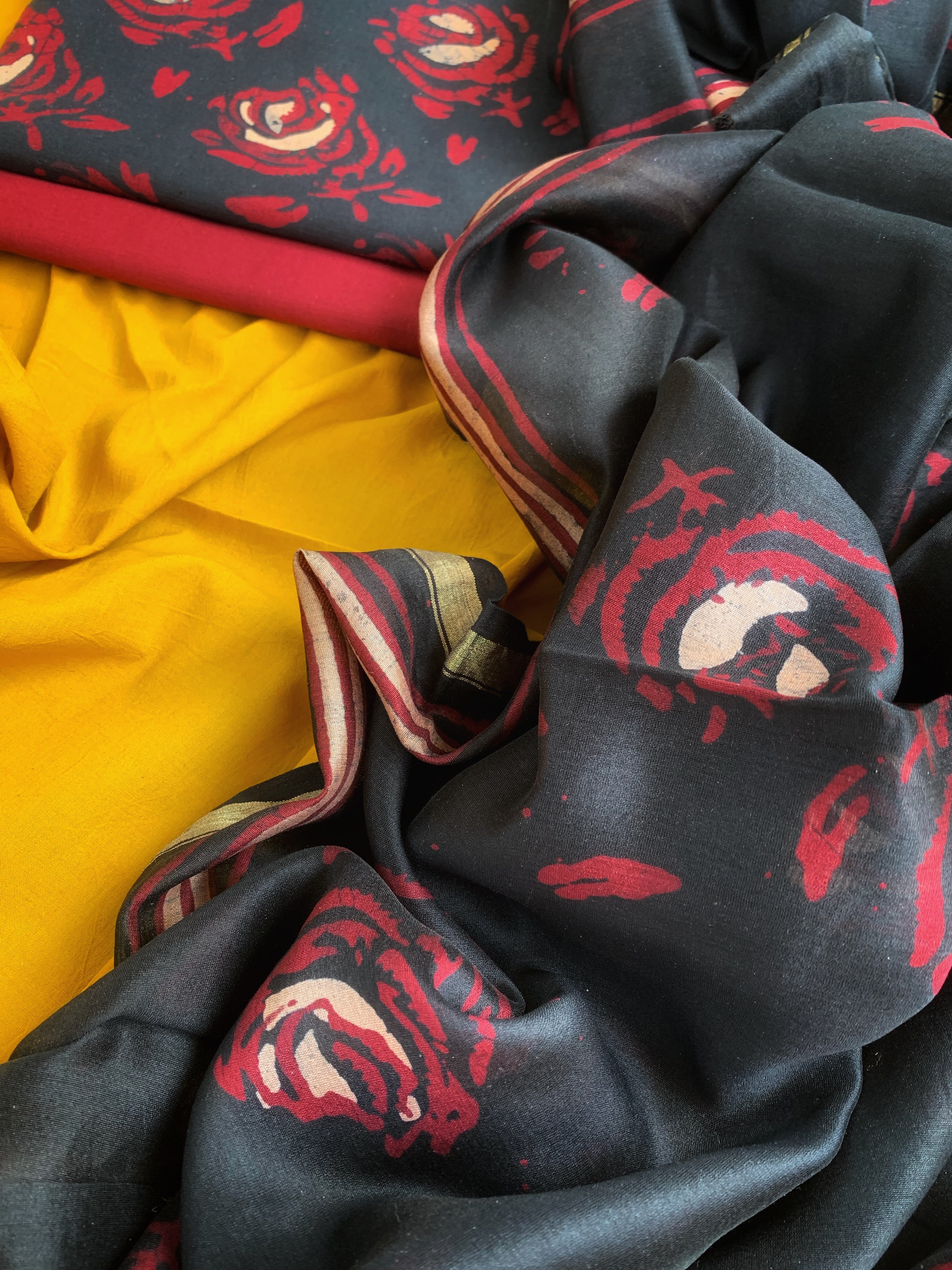 Handblock Batik Cotton Chanderi Suit