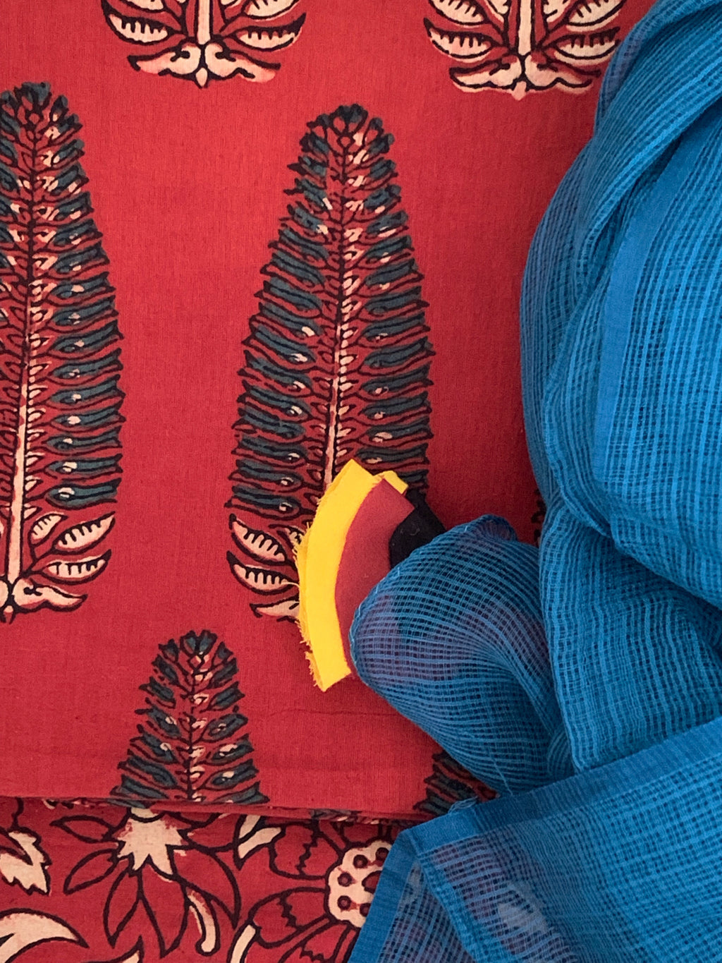 Handblock Ajrakh Cotton Kota Suit