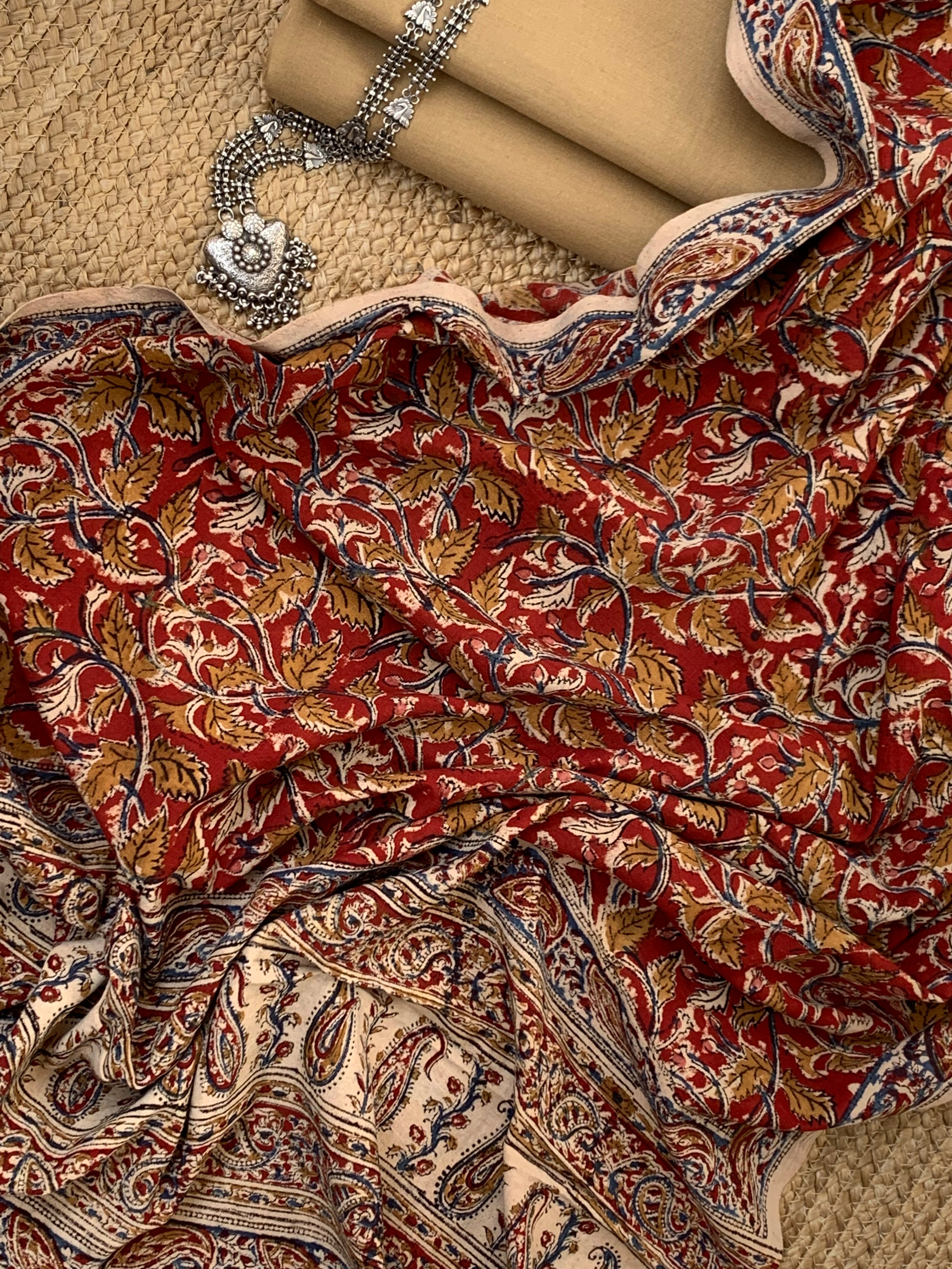 Handwoven Handcrafted Kalamkari Kurta Dupatta Set