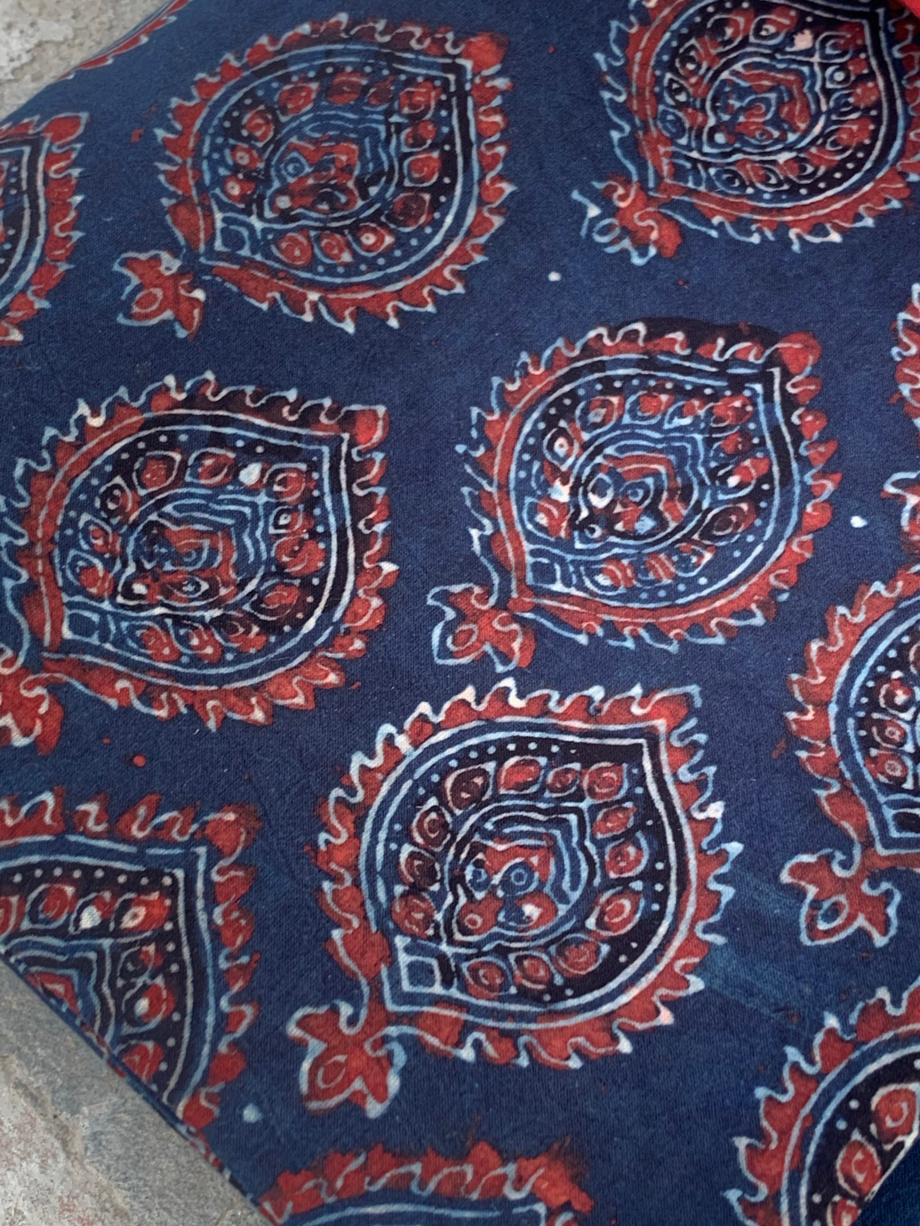 Handblock Ajrakh Cotton Suit