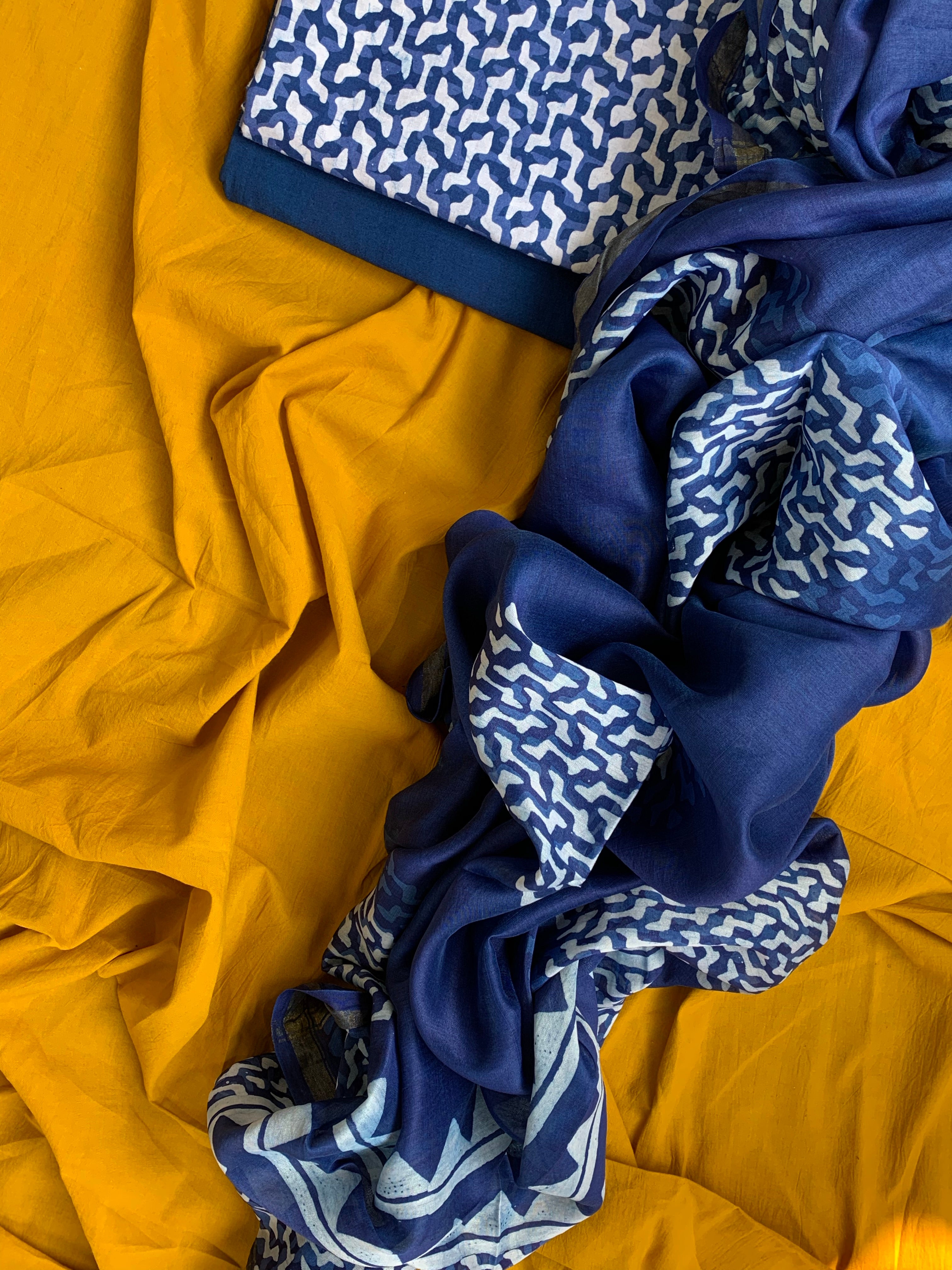 Handblock Batik Cotton Chanderi Suit