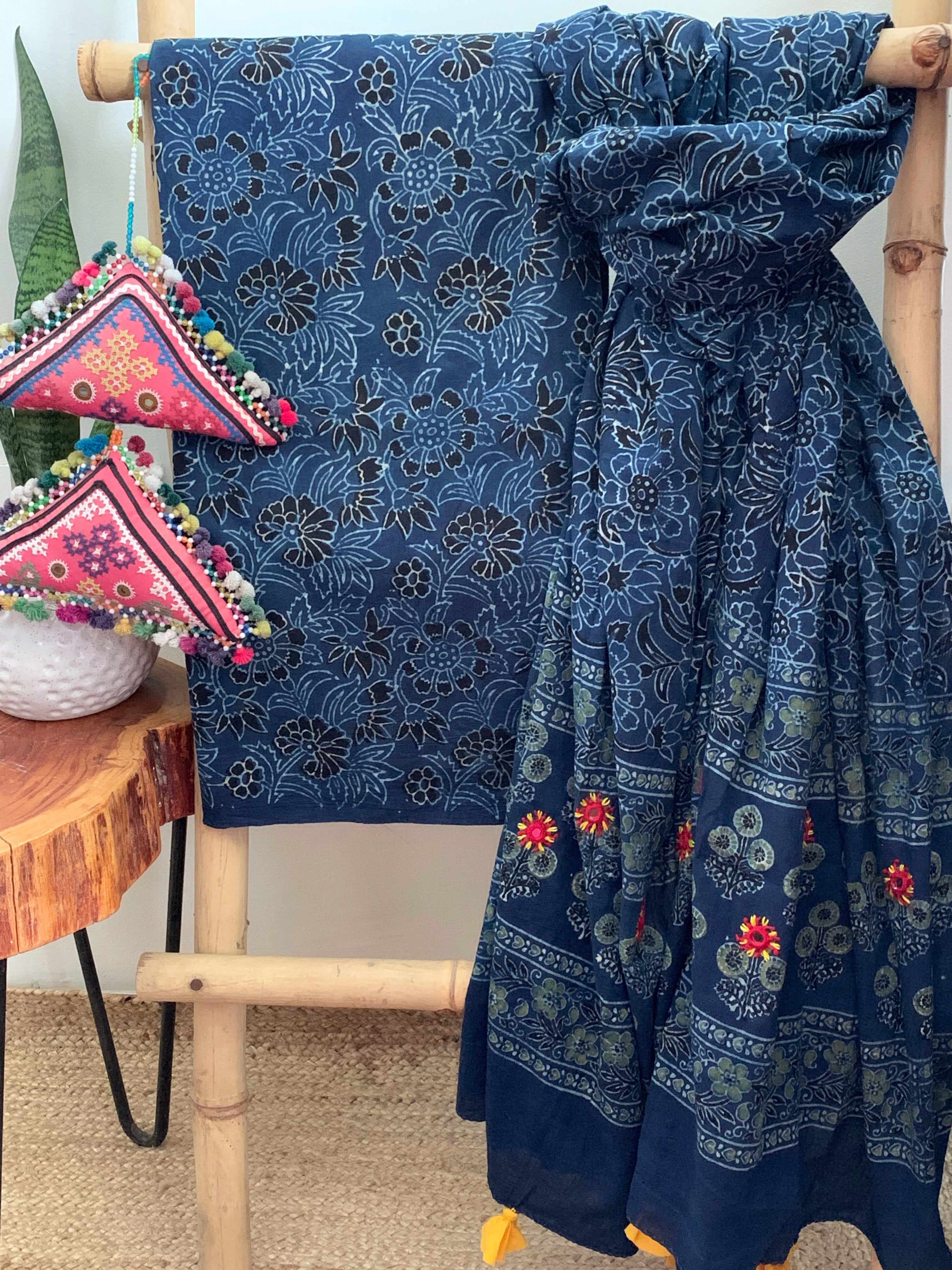 Handcrafted Ajrakh Kurta Dupatta set