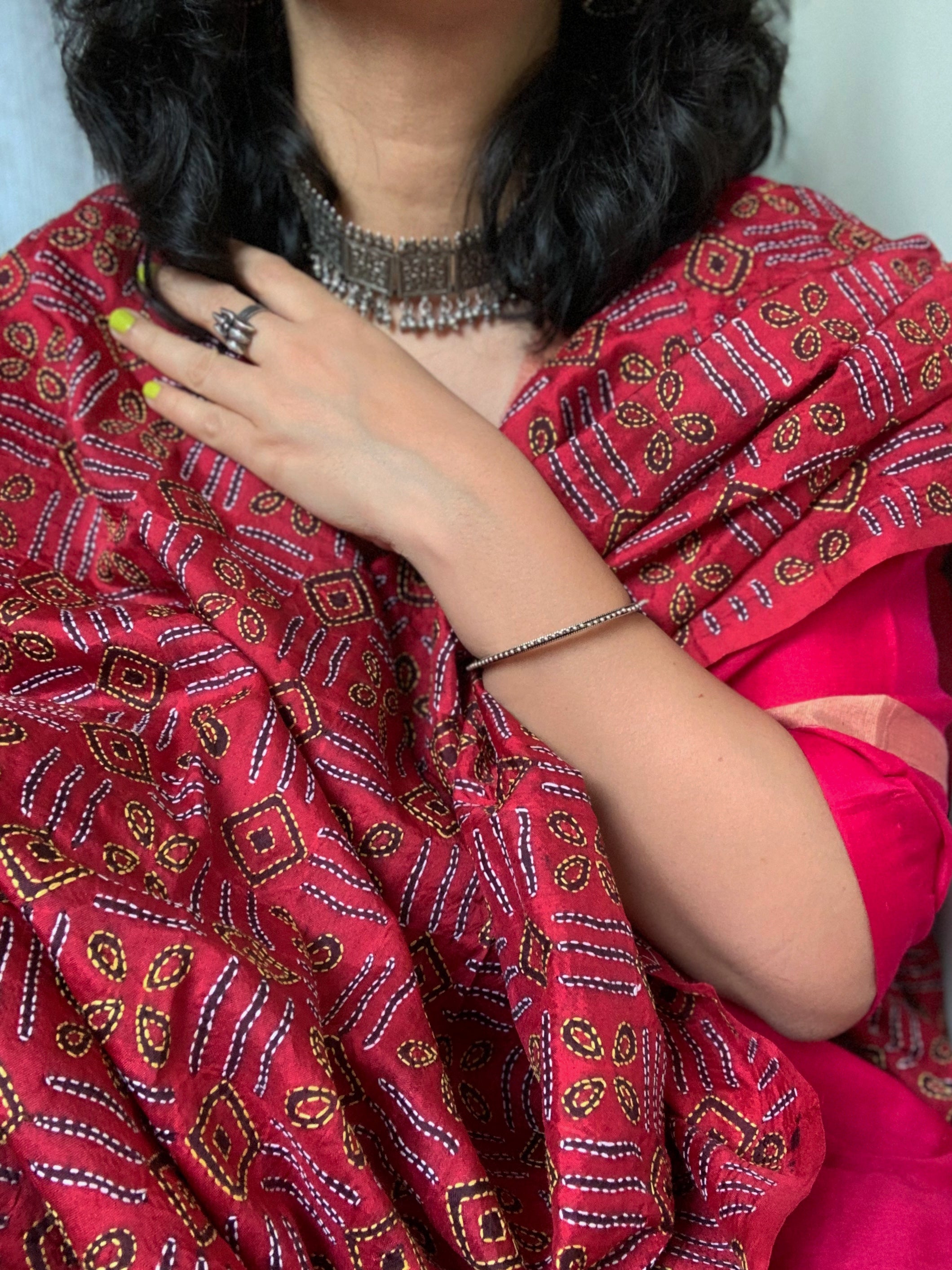 Handcrafted Kantha Cotton Silk Dupatta