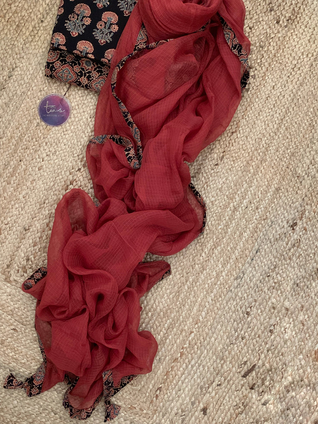 Handblock Ajrakh Cotton Kota Suit