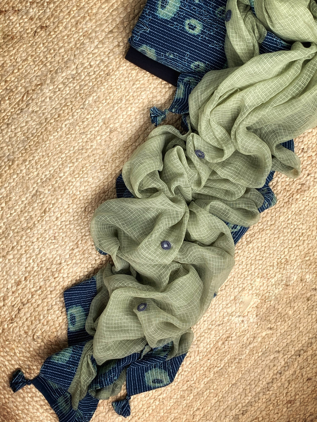 Handblock Ajrakh Cotton Kota Suit