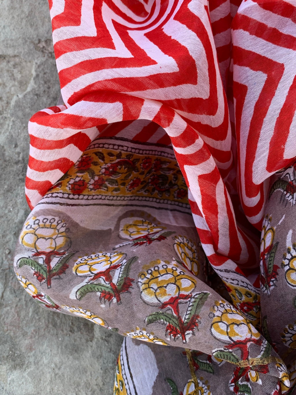 Handblock chanderi suit