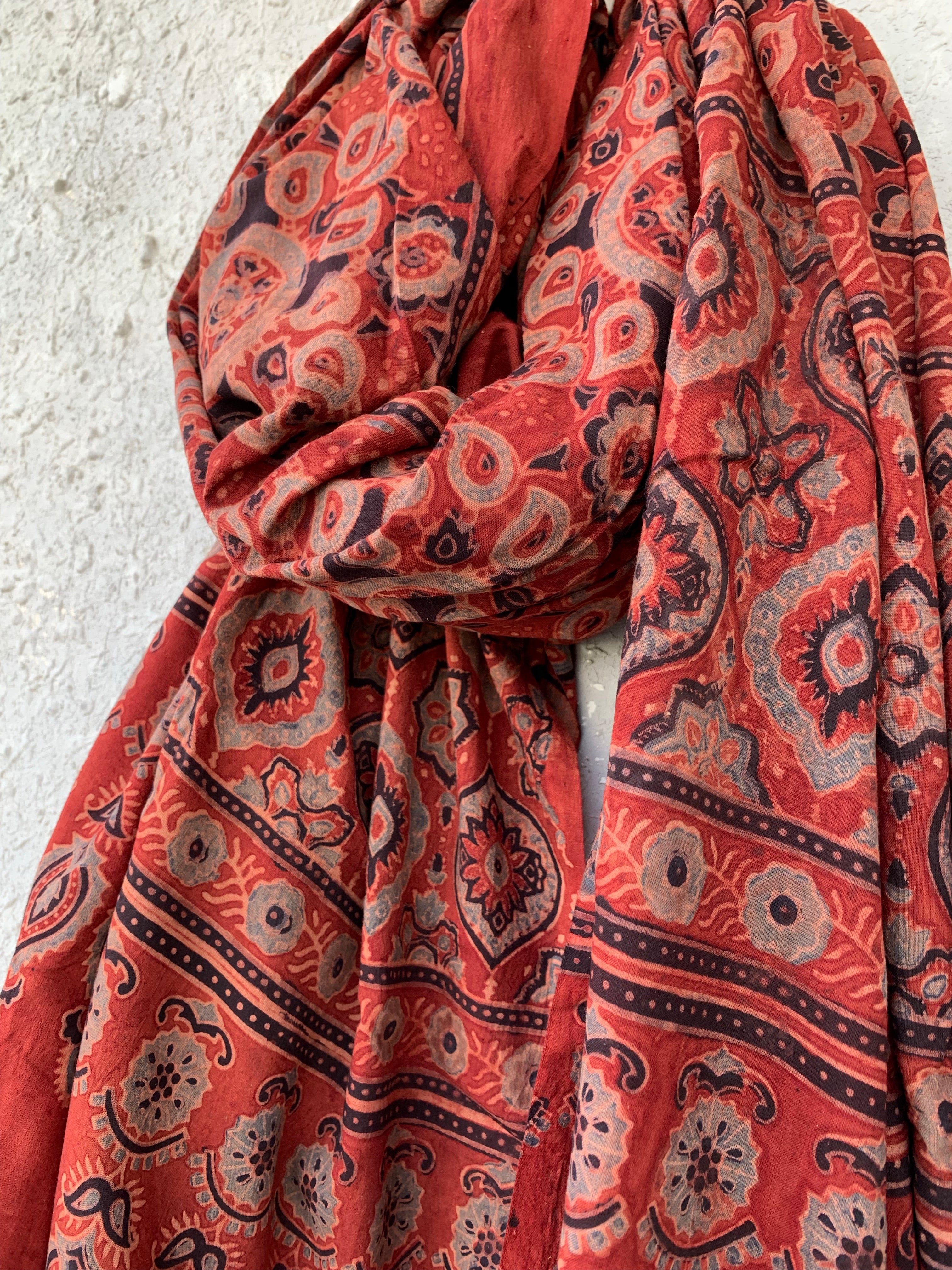 Handblock Ajrakh Dupatta