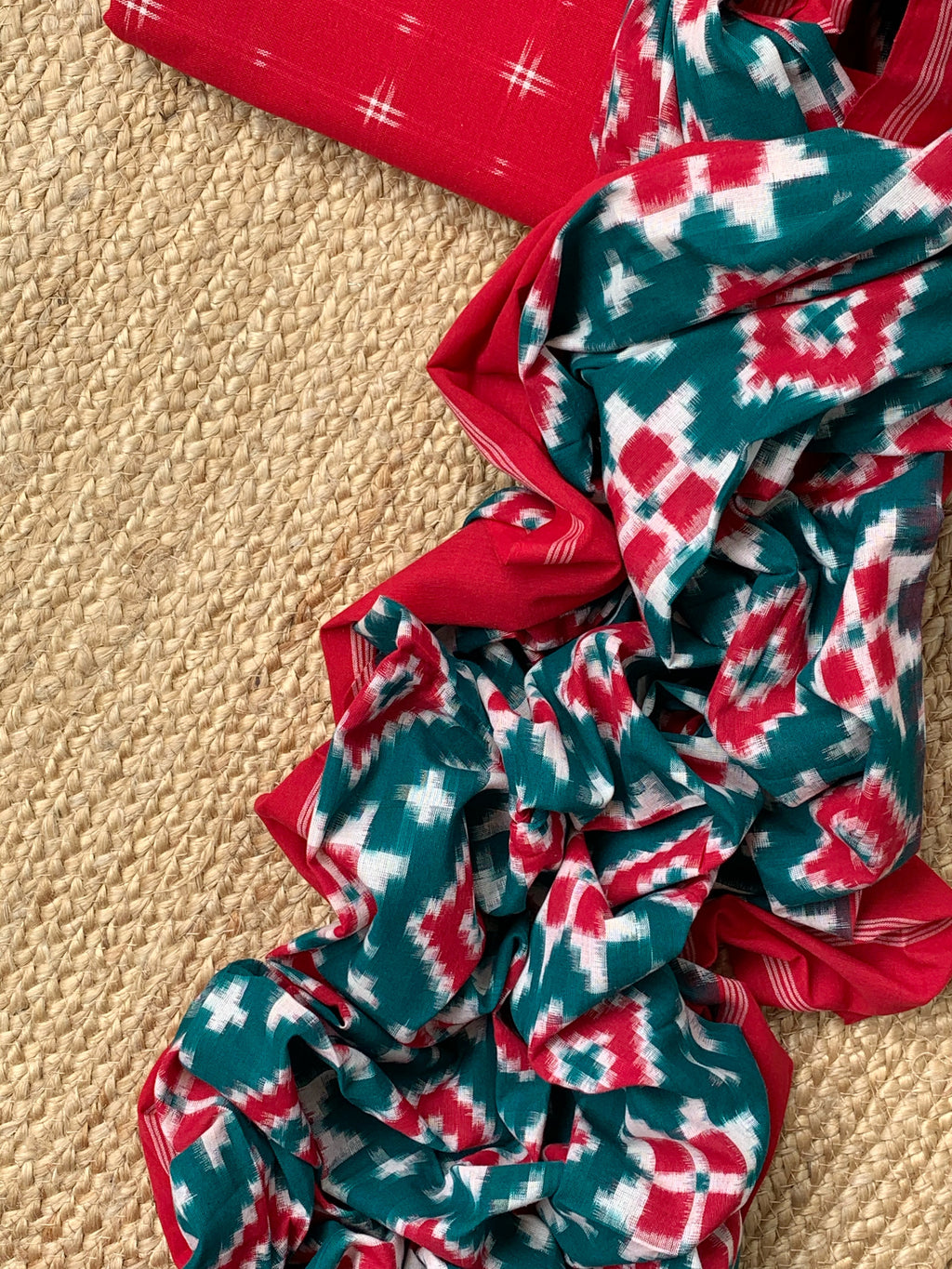 Handwoven Double Ikat Kurta  Dupatta set