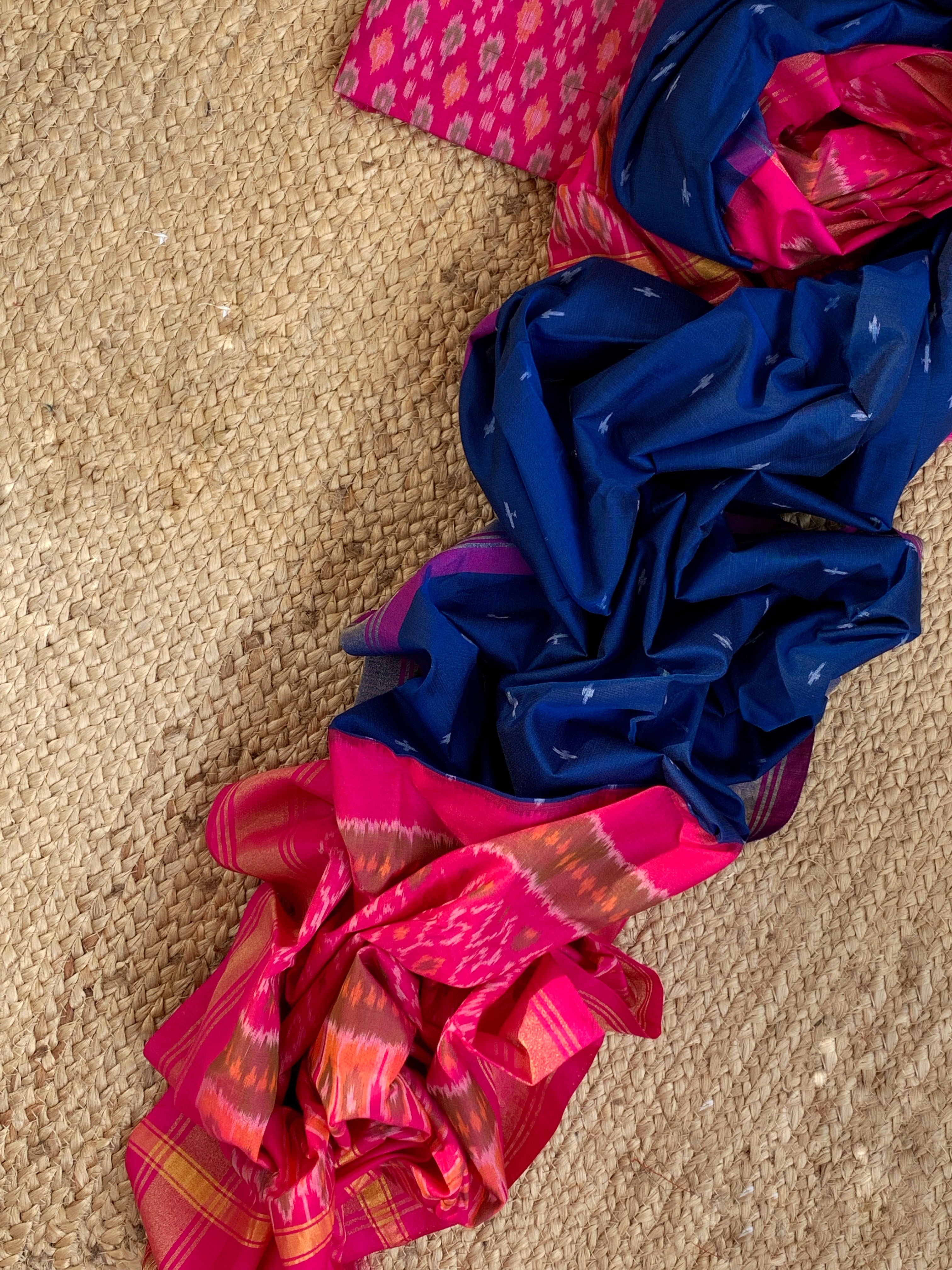 Handwoven Ikat Cotton Silk Kurta Dupatta Set