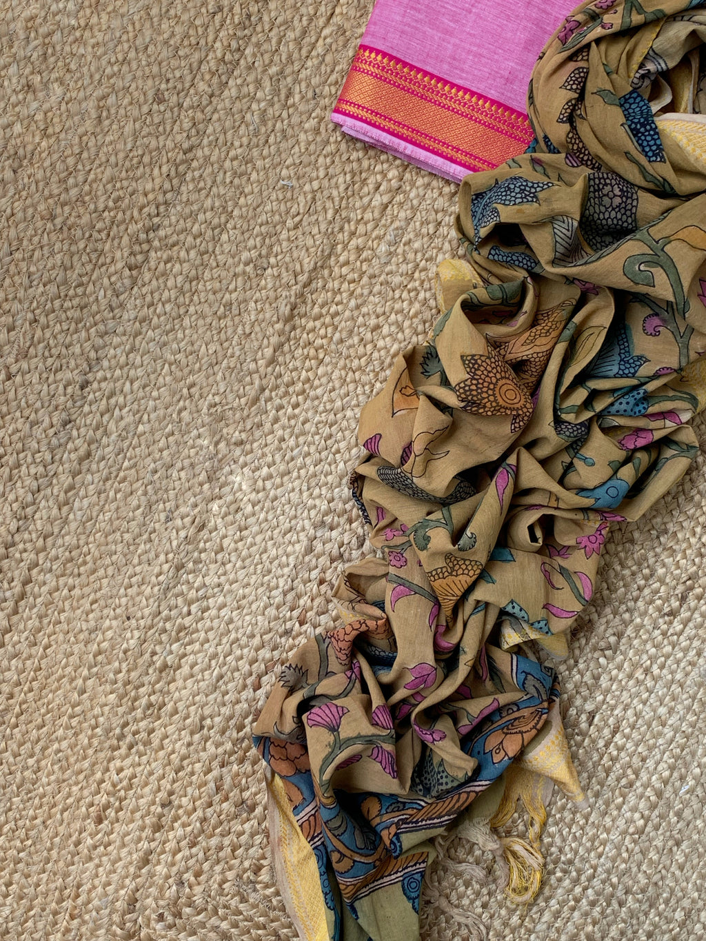 Handwoven Handcrafted Kalamkari Kurta Dupatta Set
