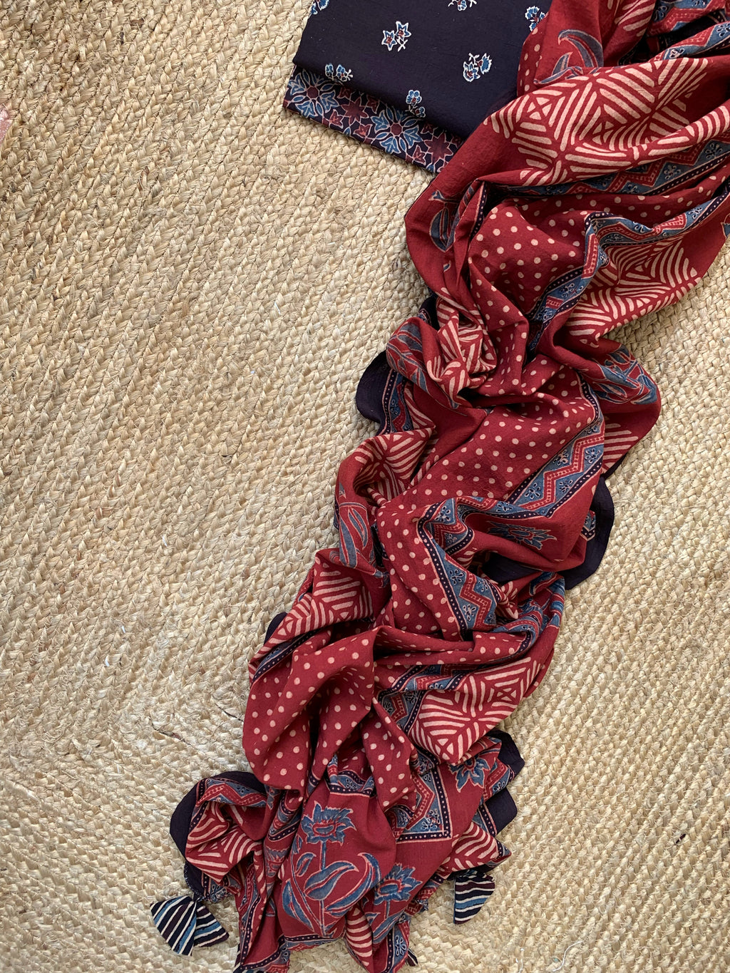 Natural Dyes Handblock Ajrakh Cotton Suit