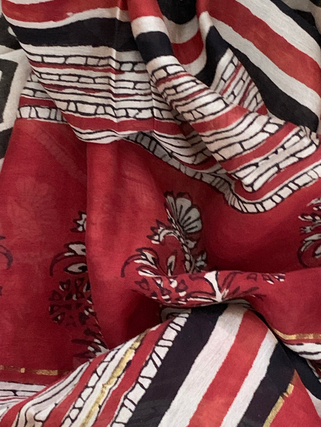 Handblock chanderi suit