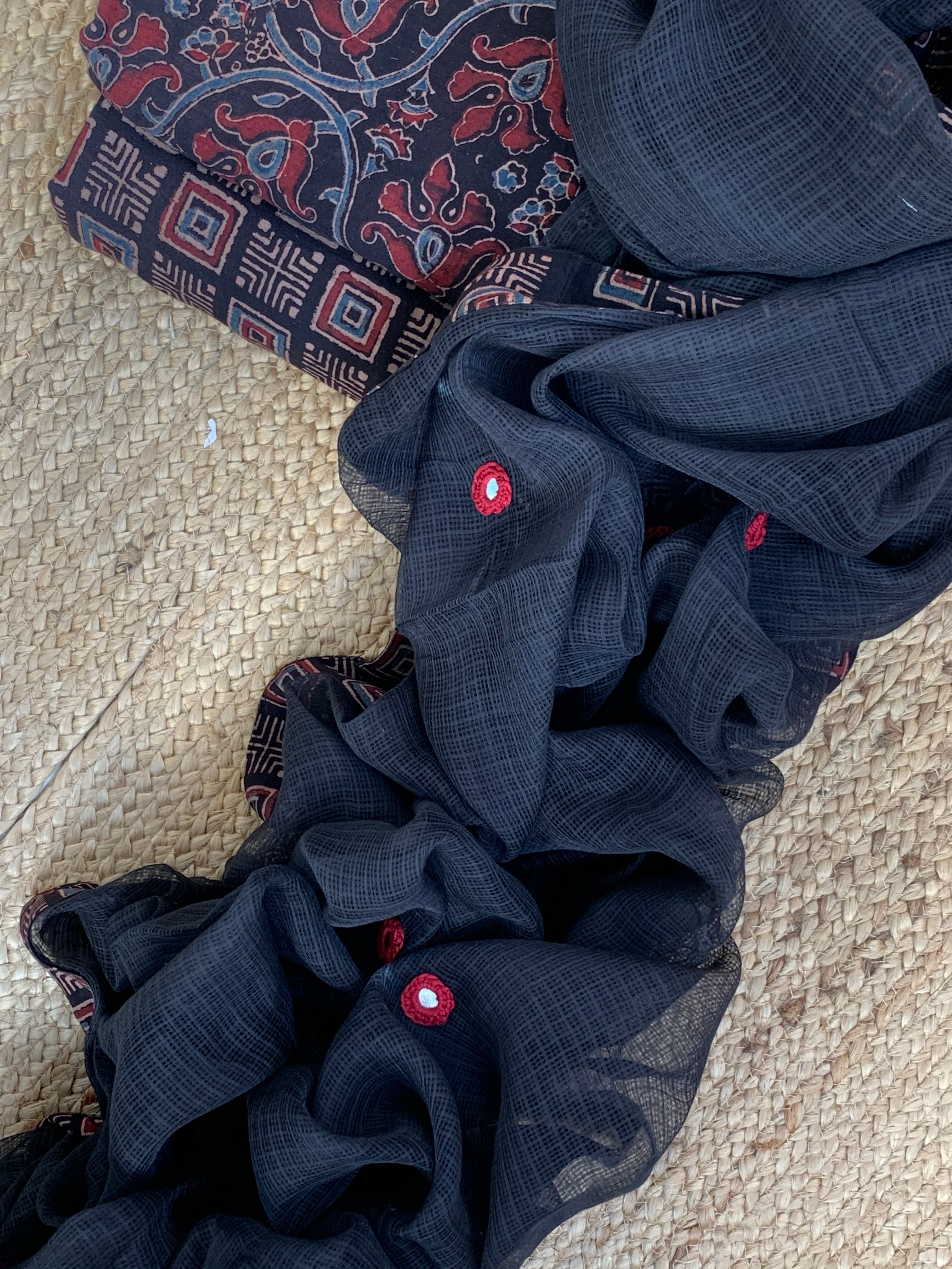 Prebook - Handblock Ajrakh Cotton Kota Suit