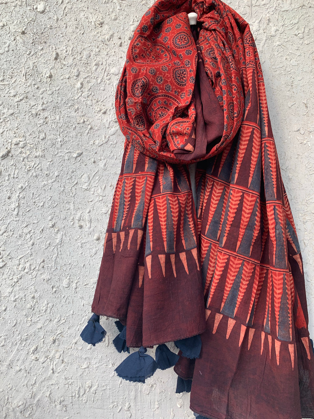 Handblock Ajrakh Dupatta