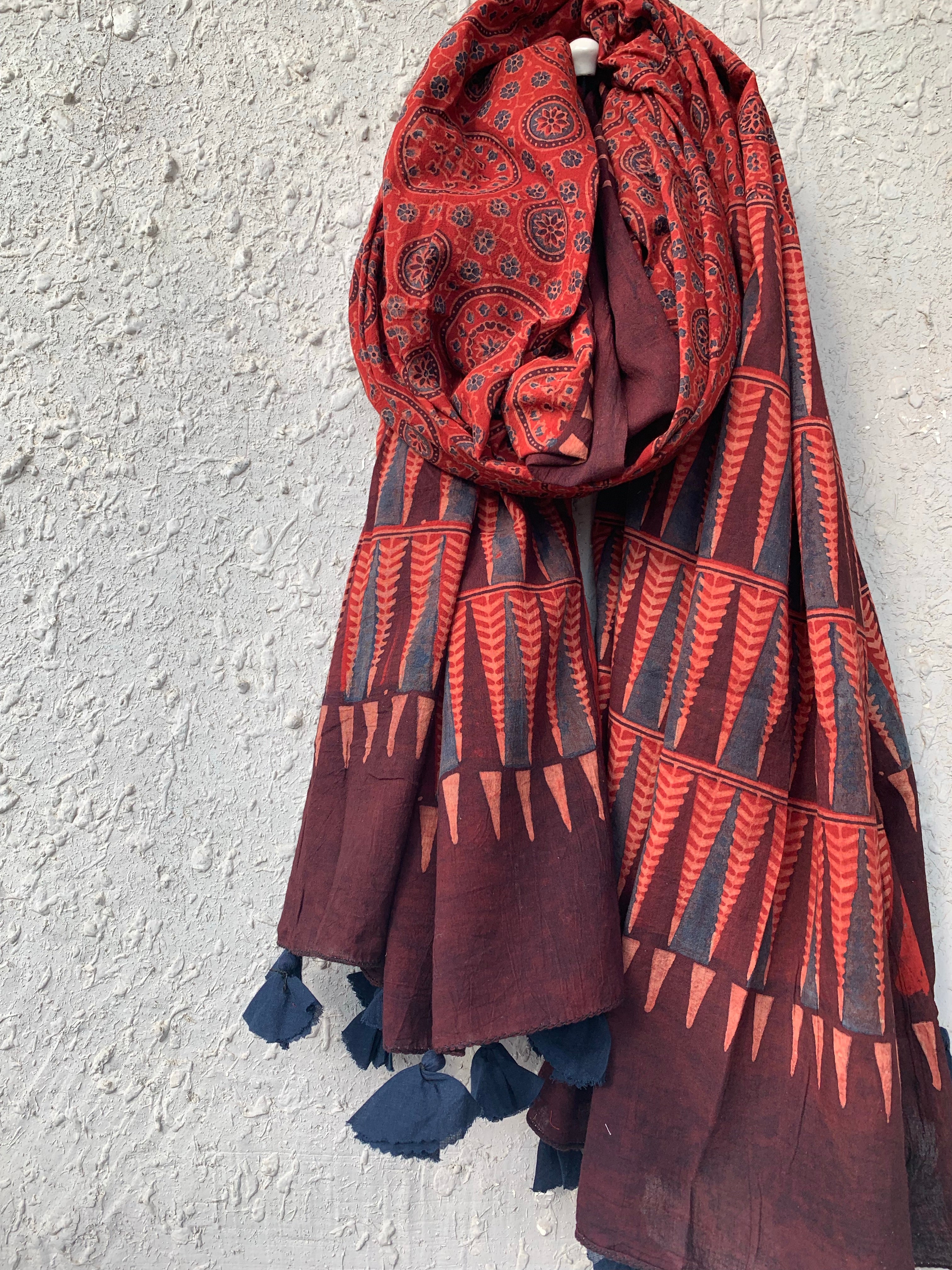 Handblock Ajrakh Dupatta