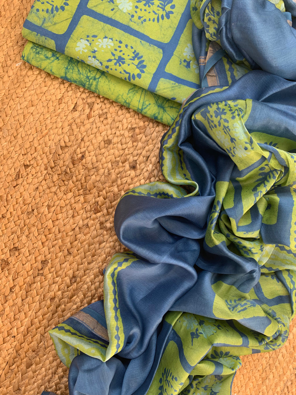 Handblock Batik Cotton Chanderi Suit