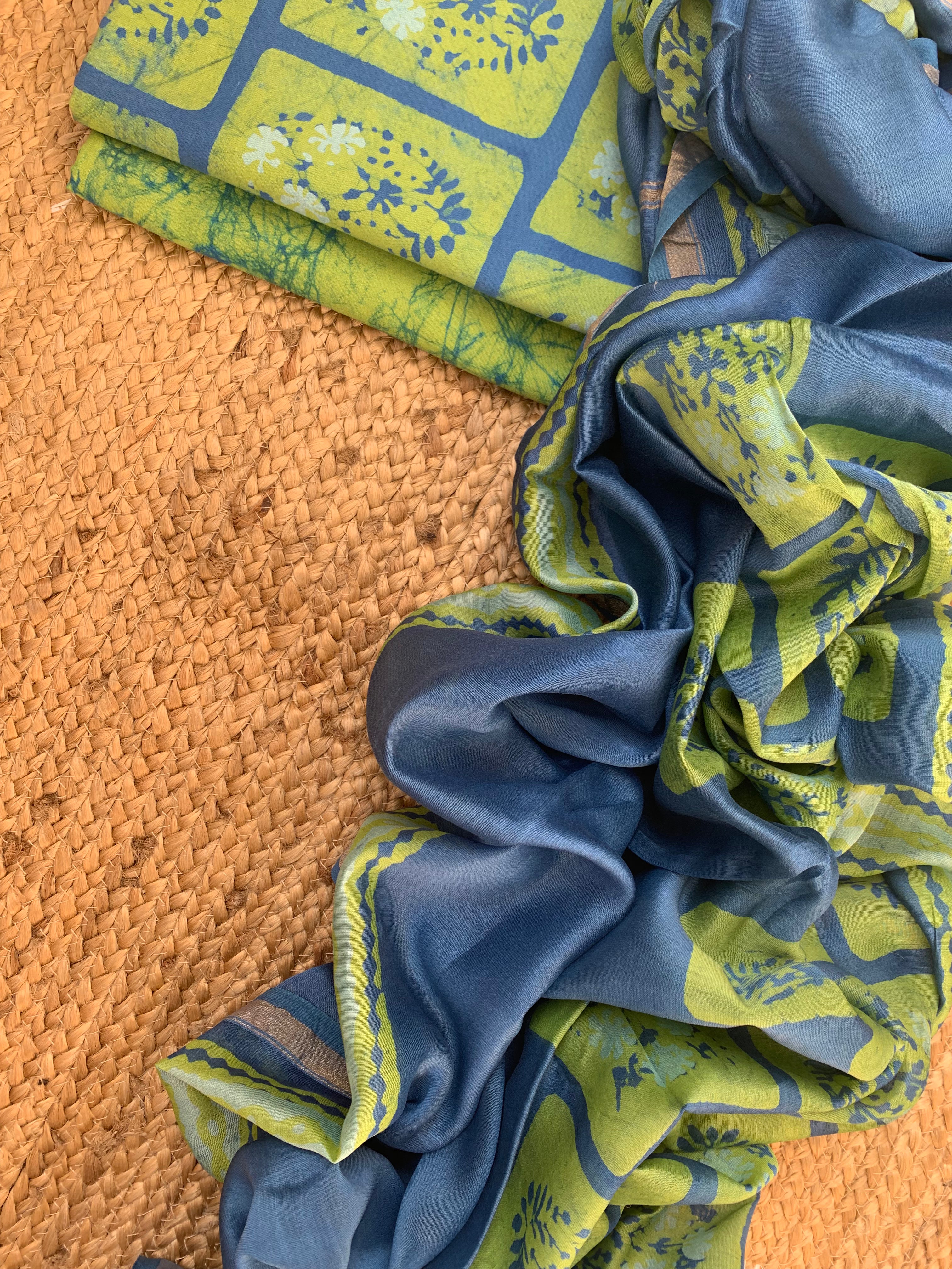 Handblock Batik Cotton Chanderi Suit