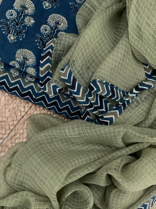 Handblock Ajrakh Cotton Kota Suit