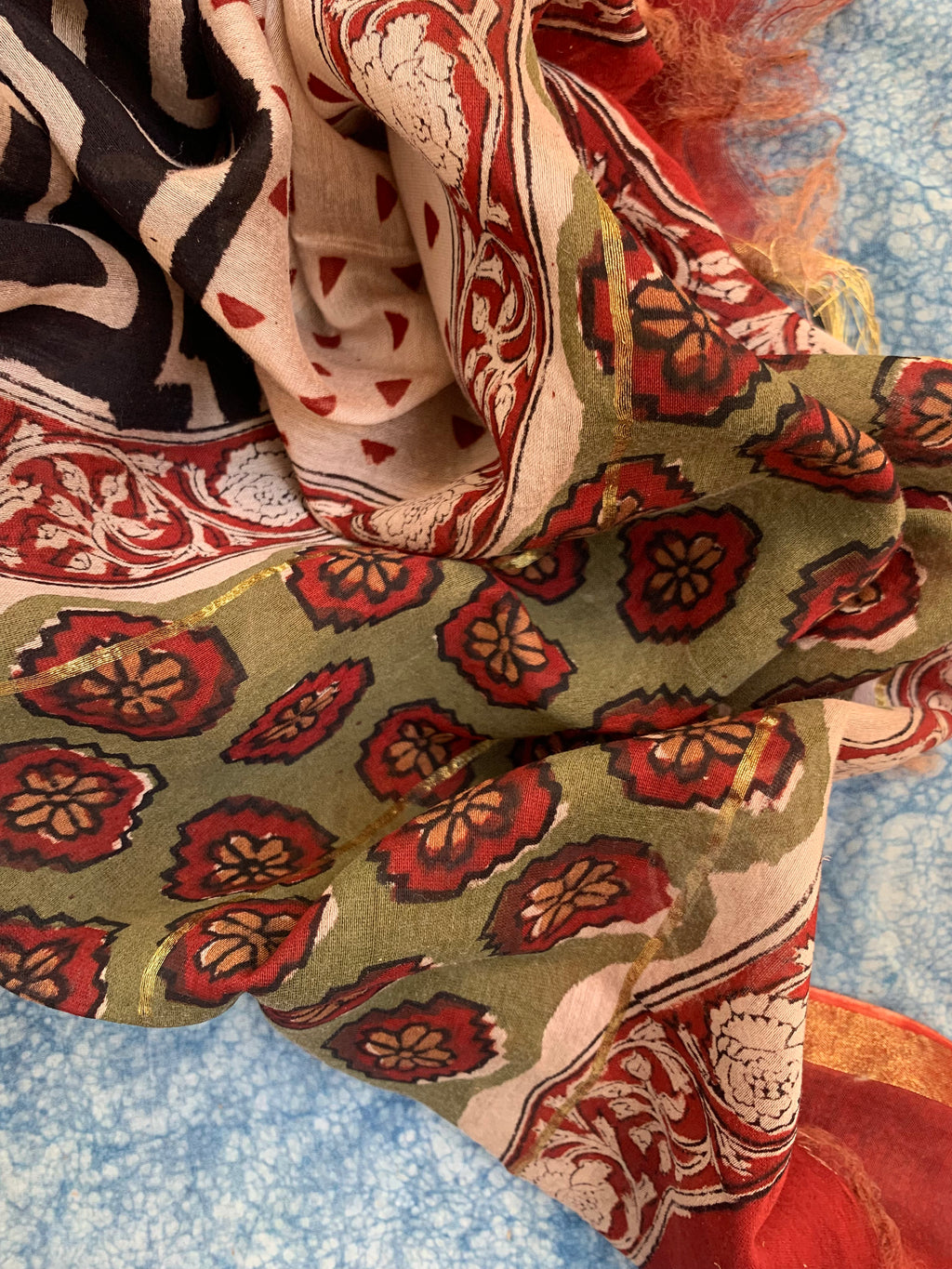 Handblock Chanderi Silk Cotton Suit