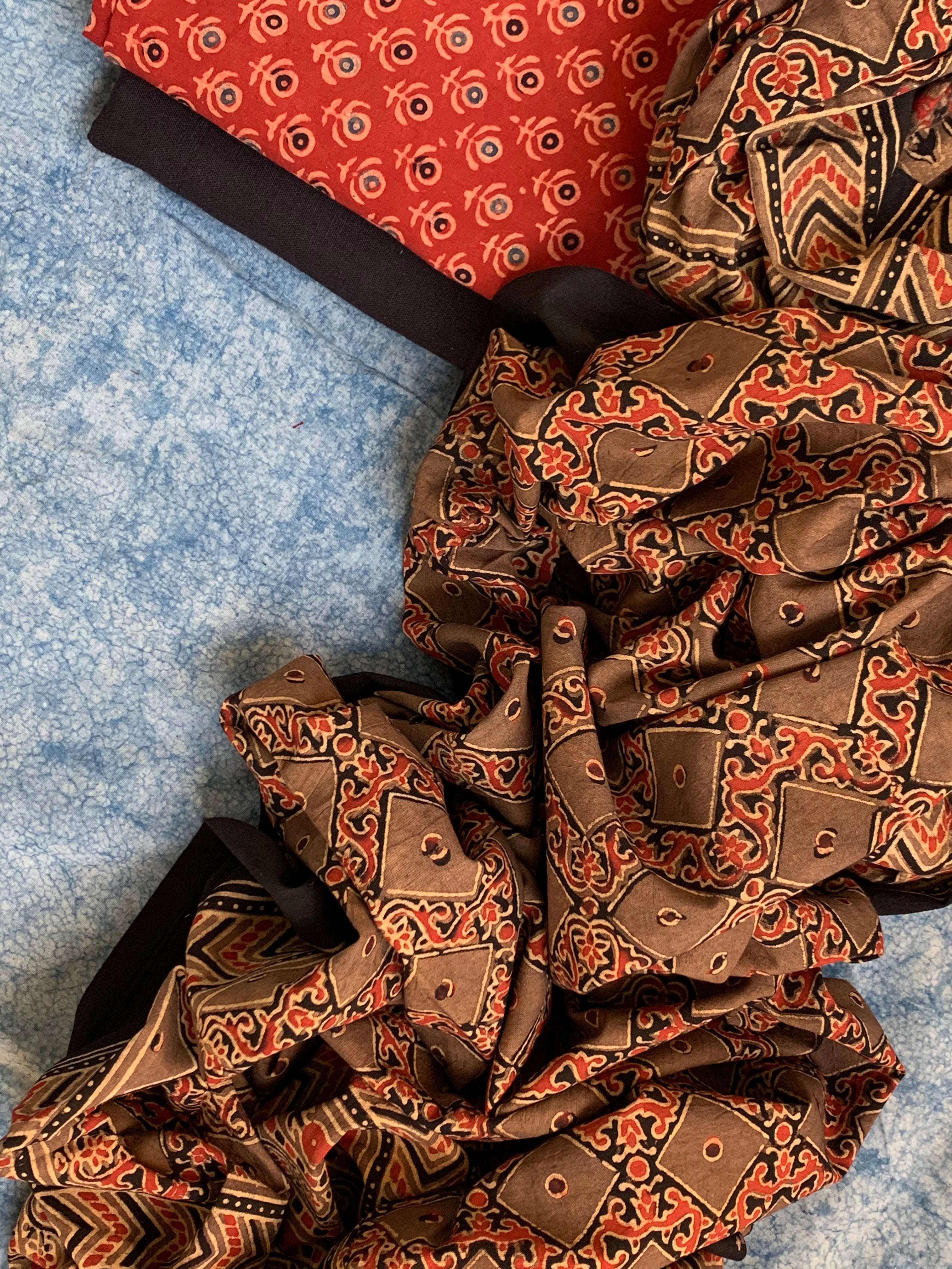 Natural Dyes Handblock Ajrakh Cotton Suit