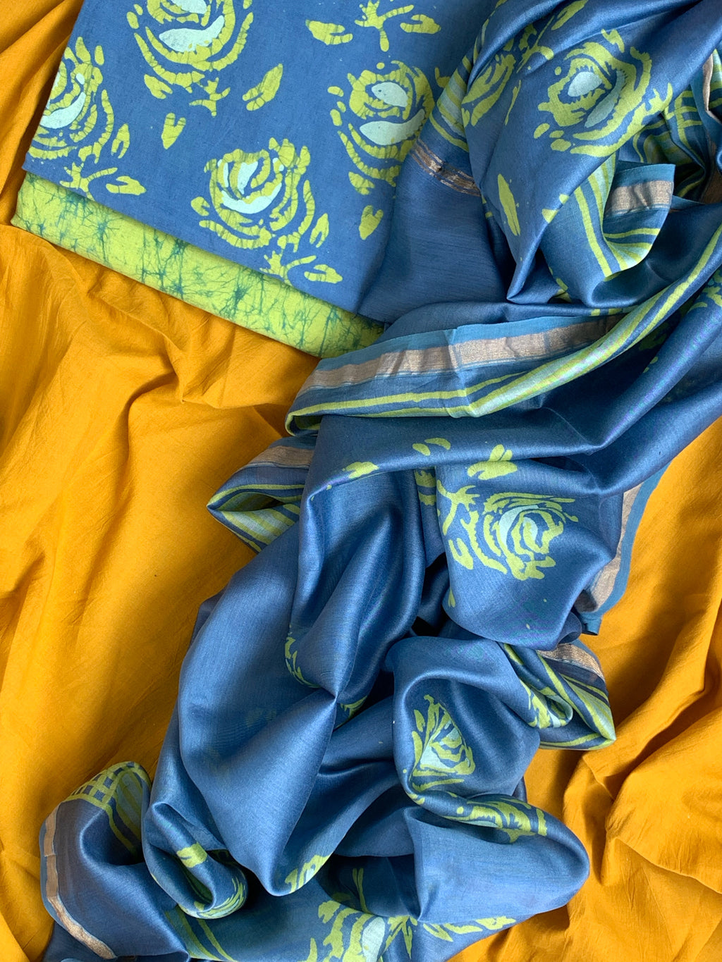 Handblock Batik Cotton Chanderi Suit