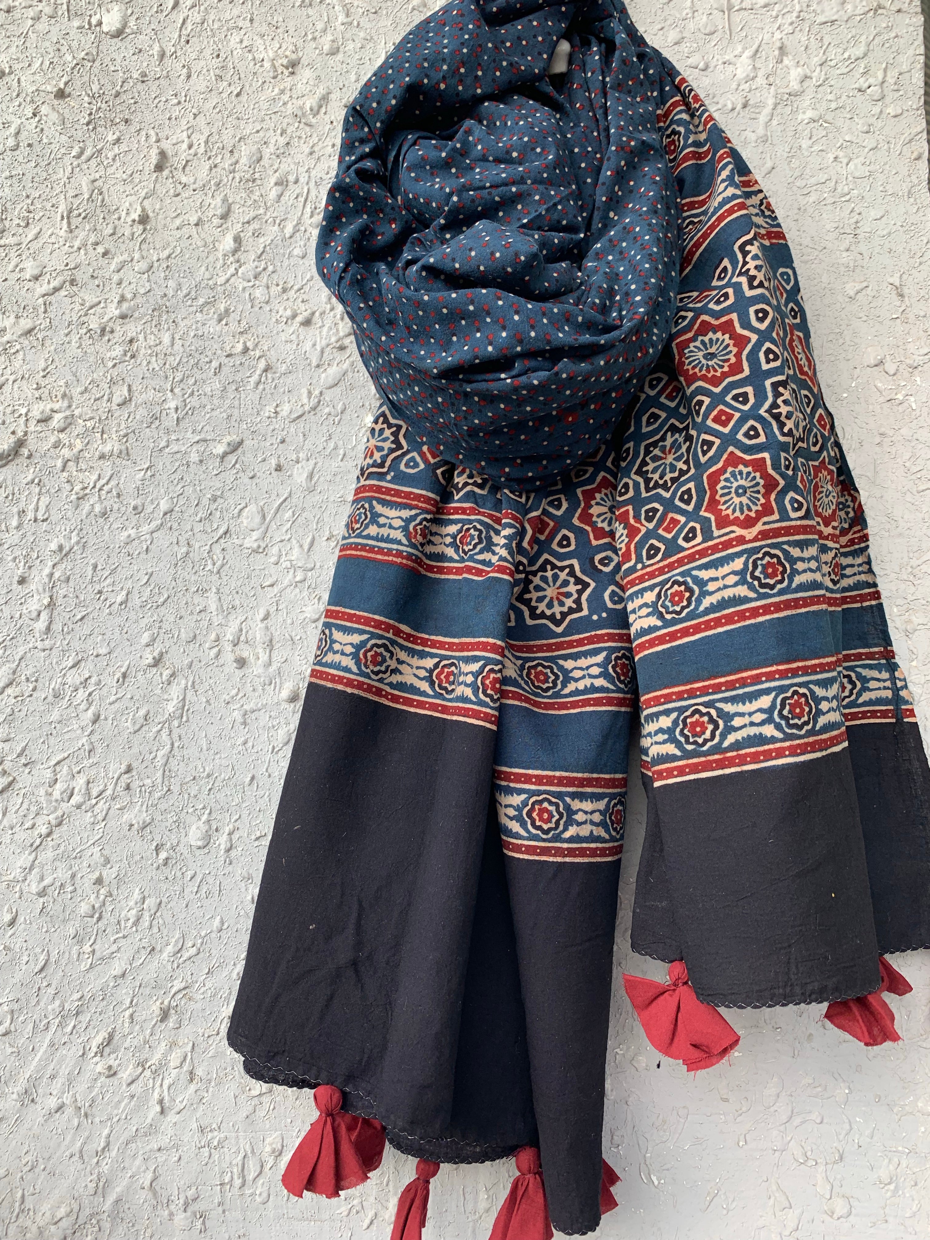 Handblock Ajrakh Dupatta