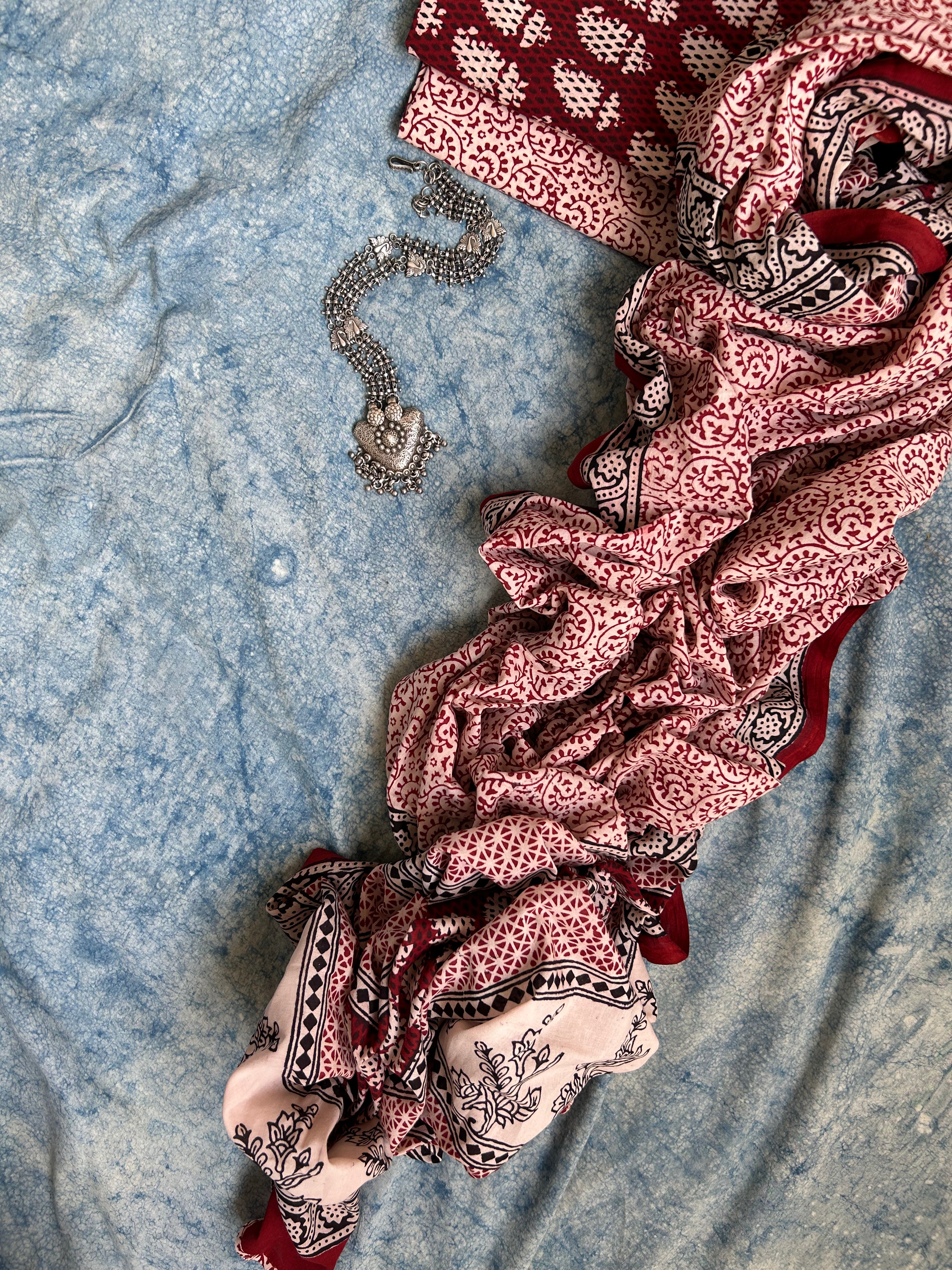 Natural Dyed Bagh Block Print Cotton Suit