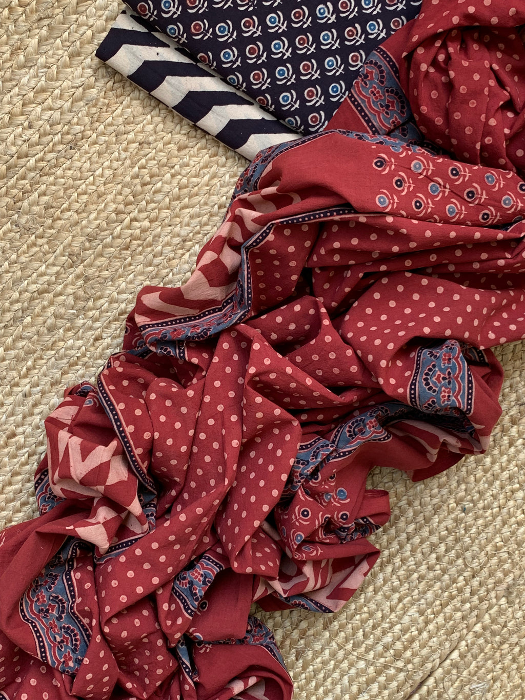 Natural Dyes Handblock Ajrakh Cotton Suit