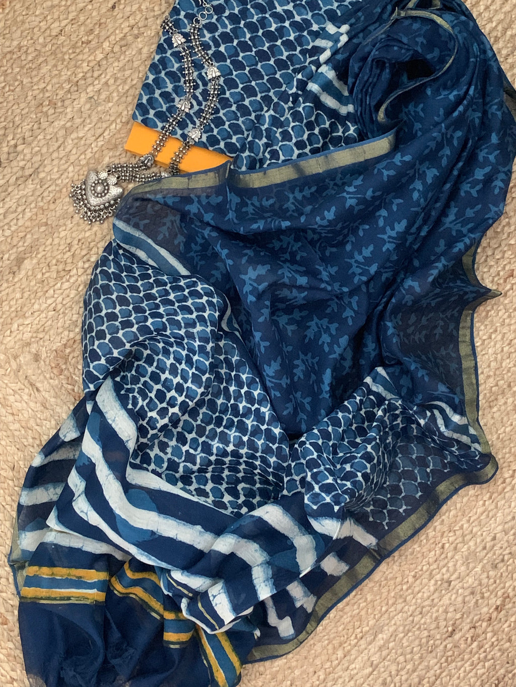 Handblock chanderi suit (Prebook only & will be shipped by 24th april)
