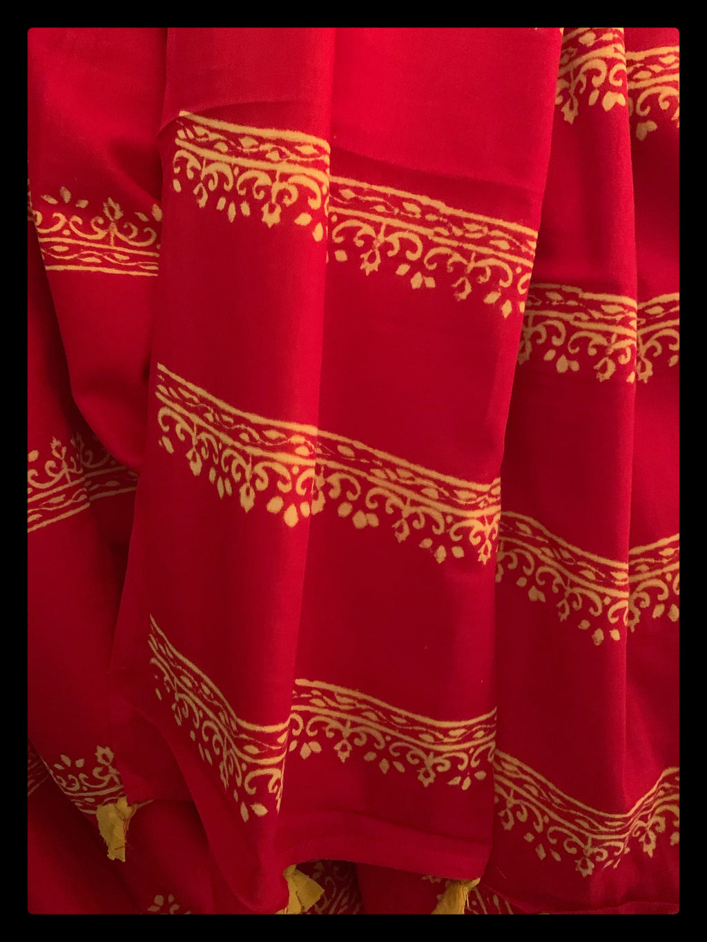 Red Handblock Printed Cotton Saree