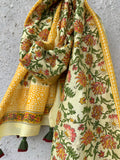 Pastel Yellow Handcrafted Chanderi Dupatta