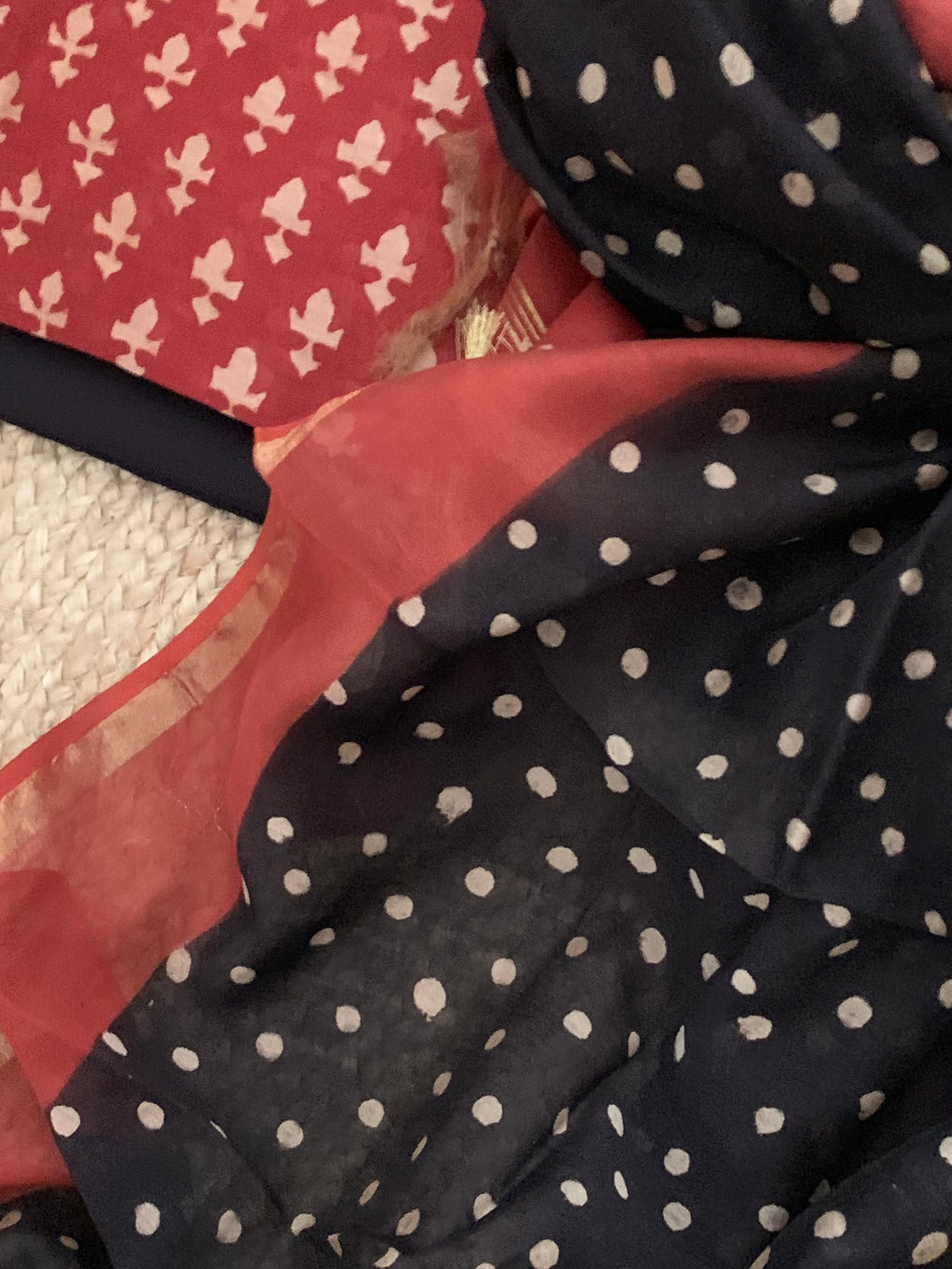 Handblock chanderi suit