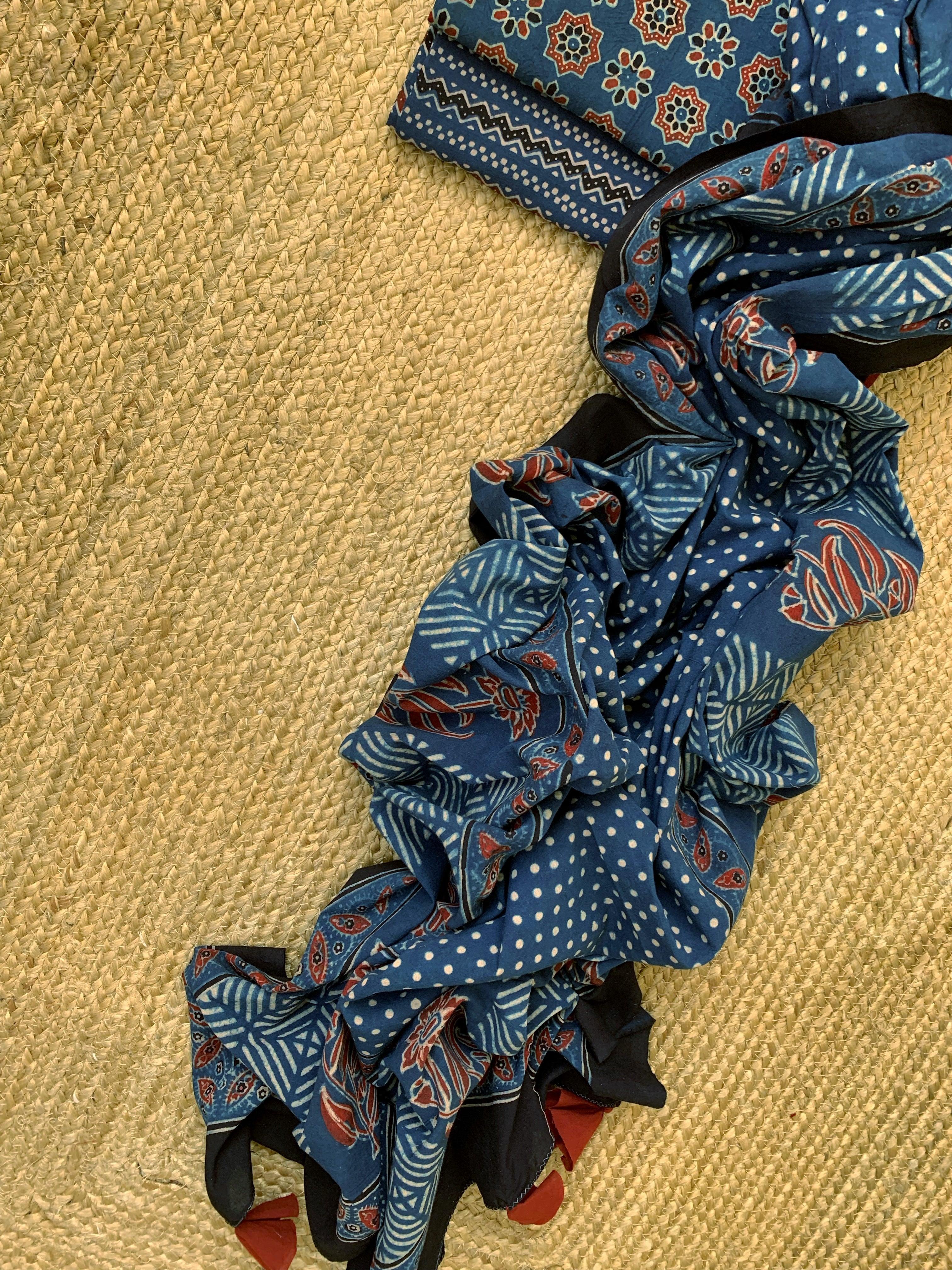 Natural Dyes Handblock Ajrakh Cotton Suit