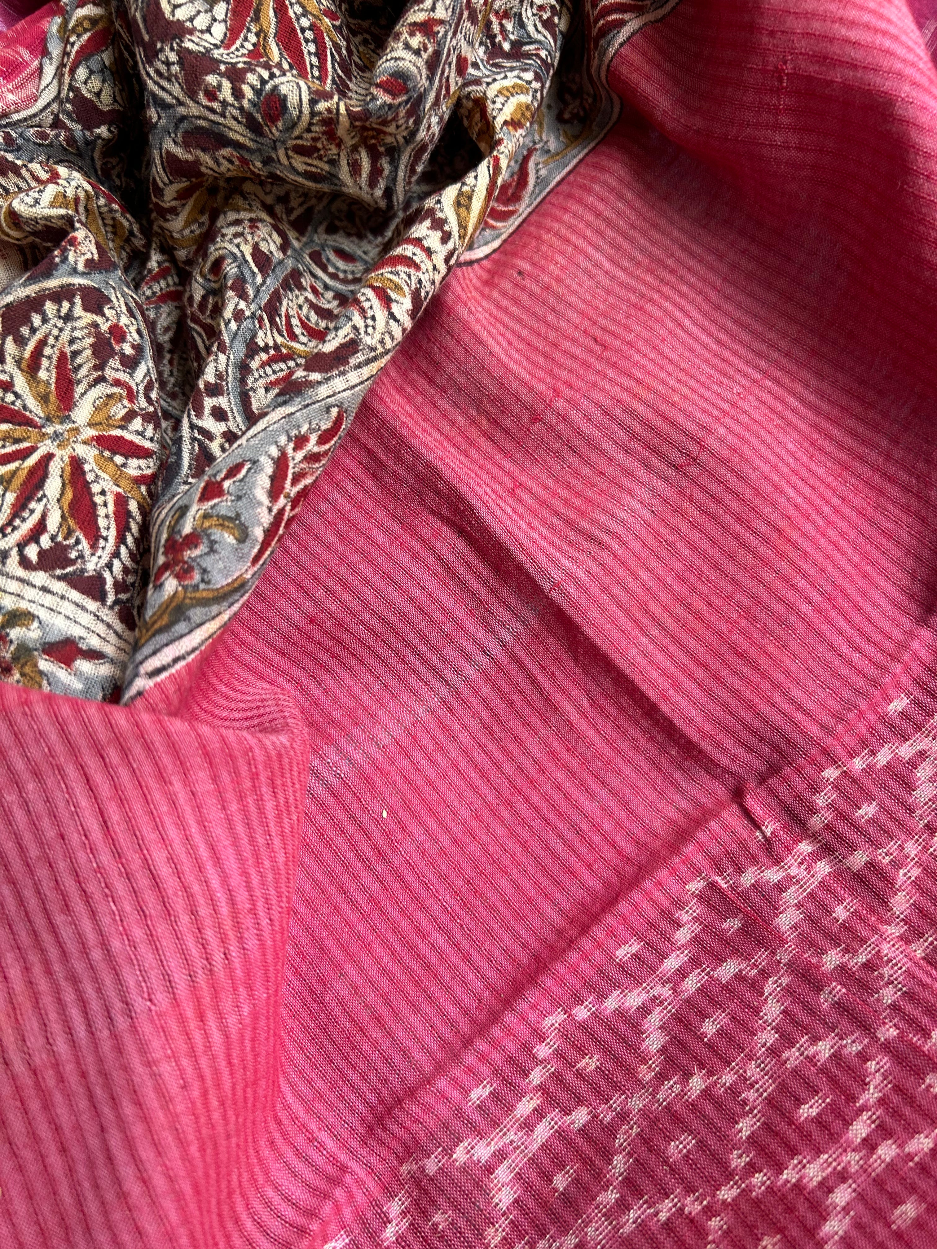 Handwoven Handcrafted Double Ikat Kalamkari Kurta Dupatta Set