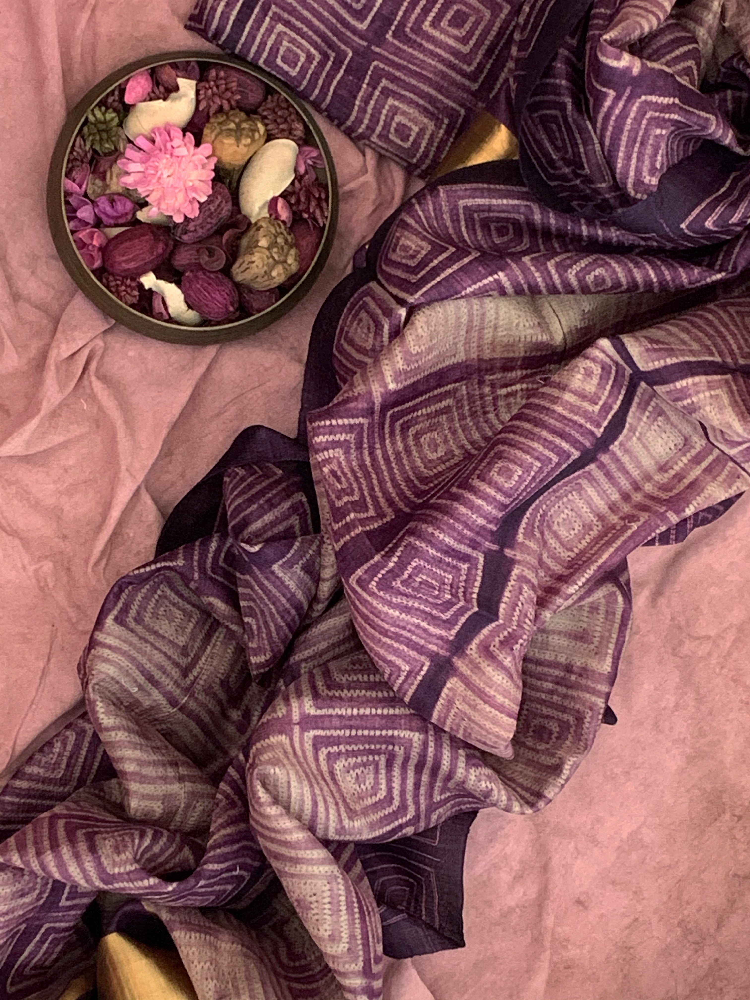 Handwoven & Handmade Tussar Shibori Kurta Dupatta Set