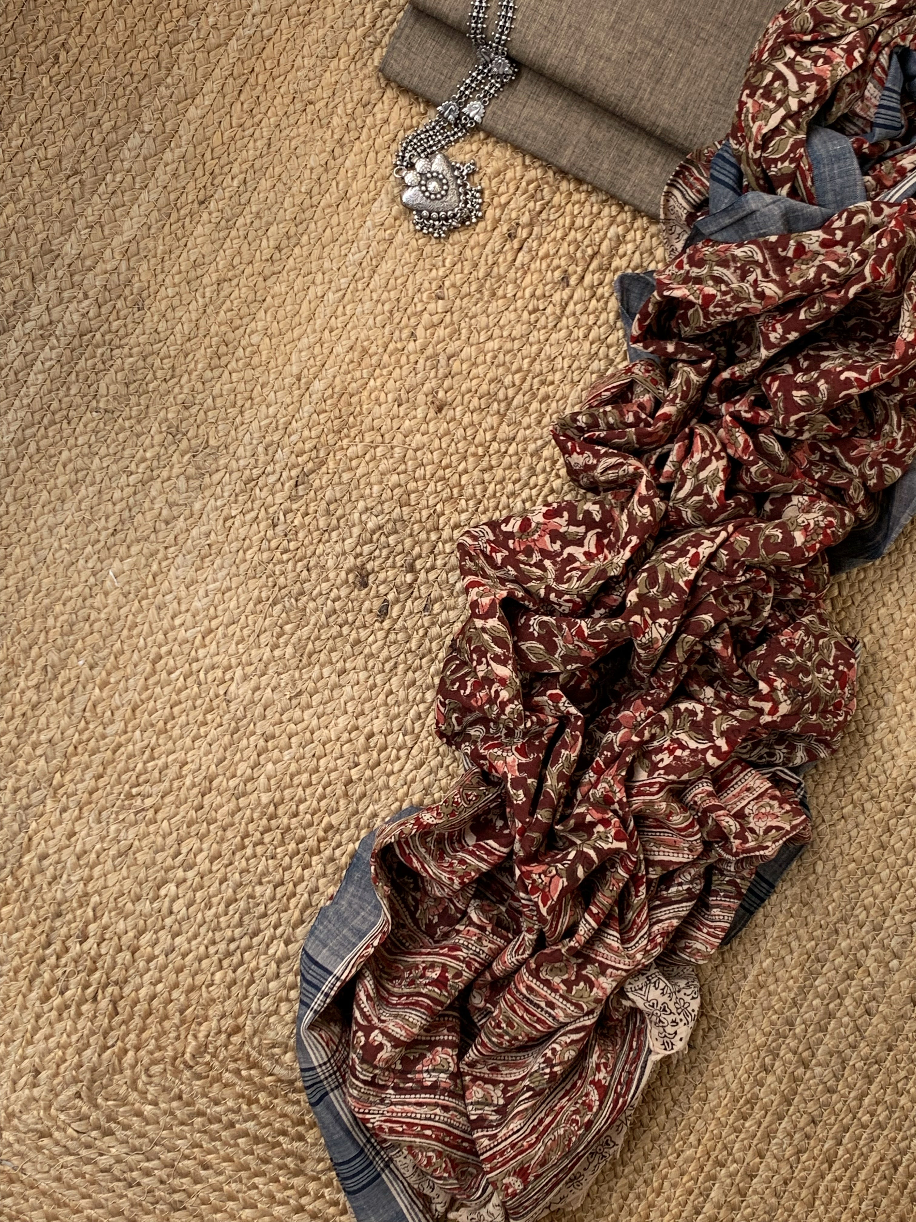 Handwoven Handcrafted Kalamkari Kurta Dupatta Set
