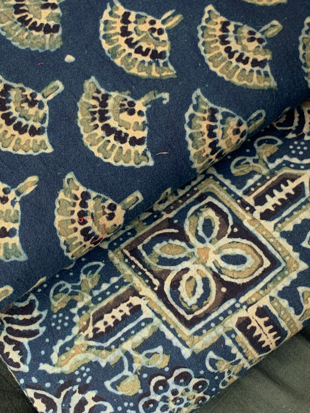 Handblock Ajrakh Cotton Kurta Bottom Set
