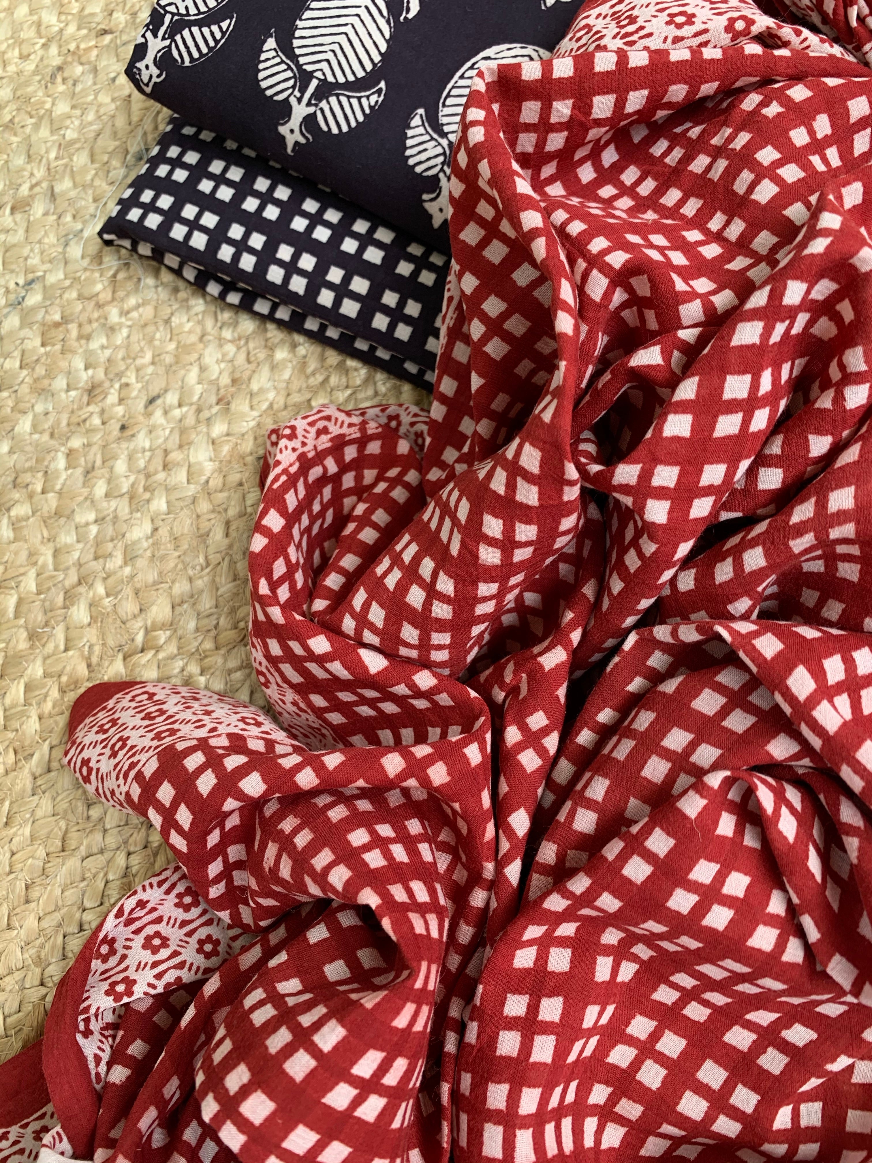 Natural Dyed Bagh Handblock Cotton Suit