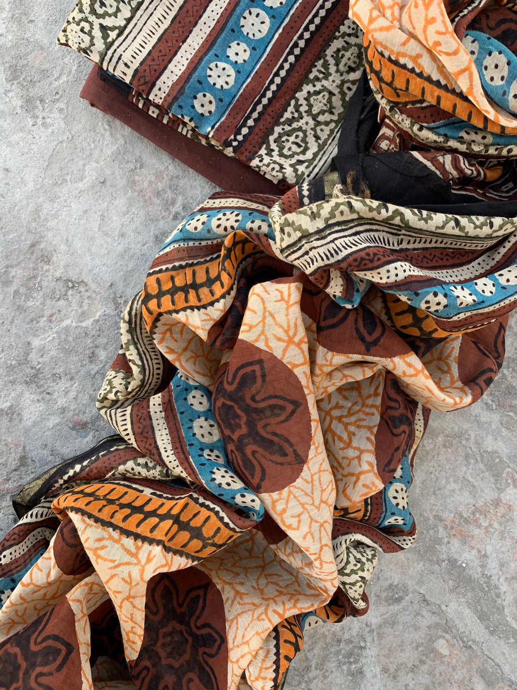 Handblock chanderi suit