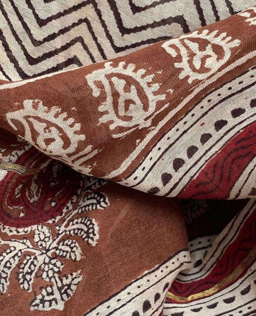 Handblock chanderi suit