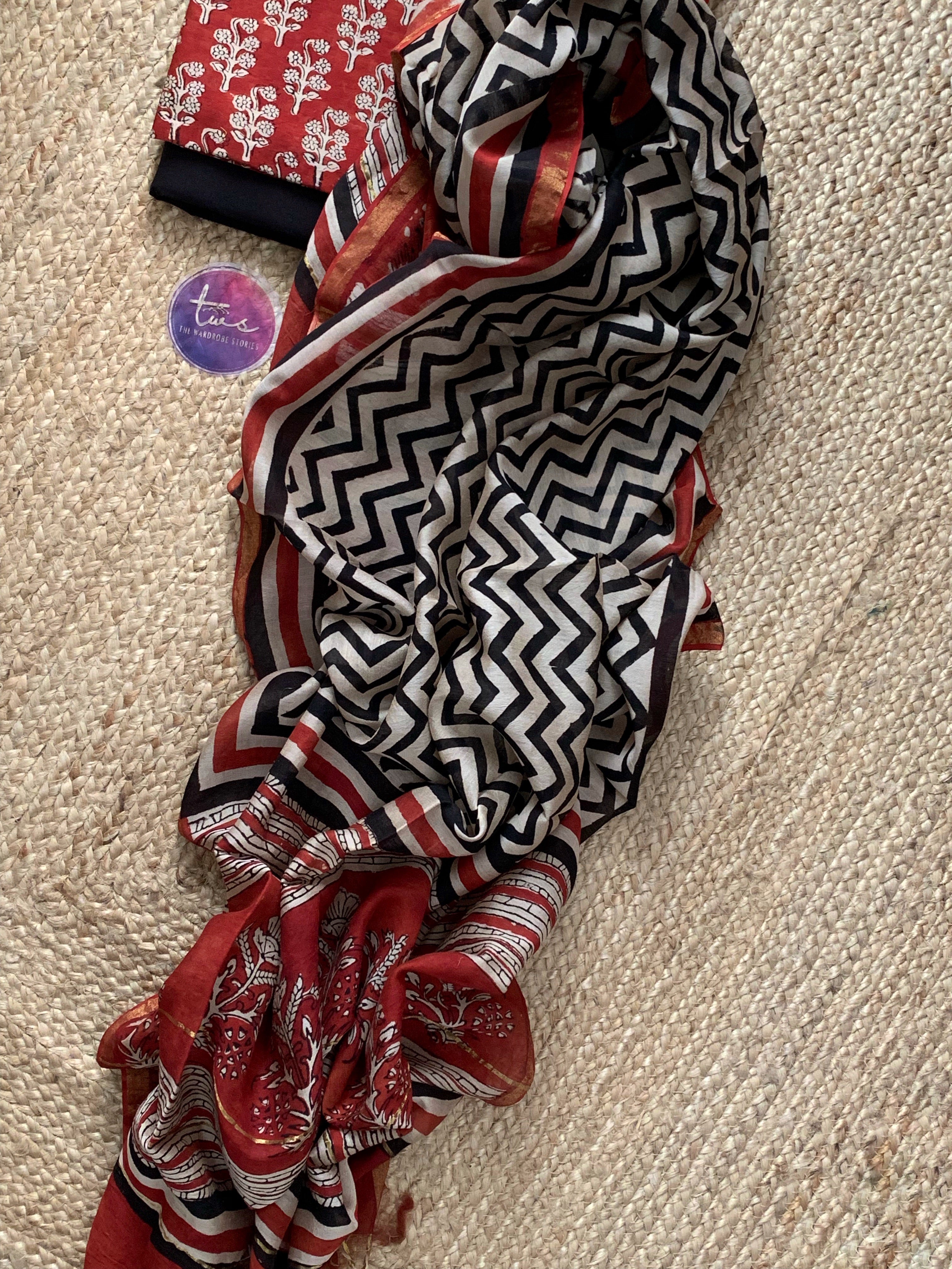 Handblock Chanderi Suit