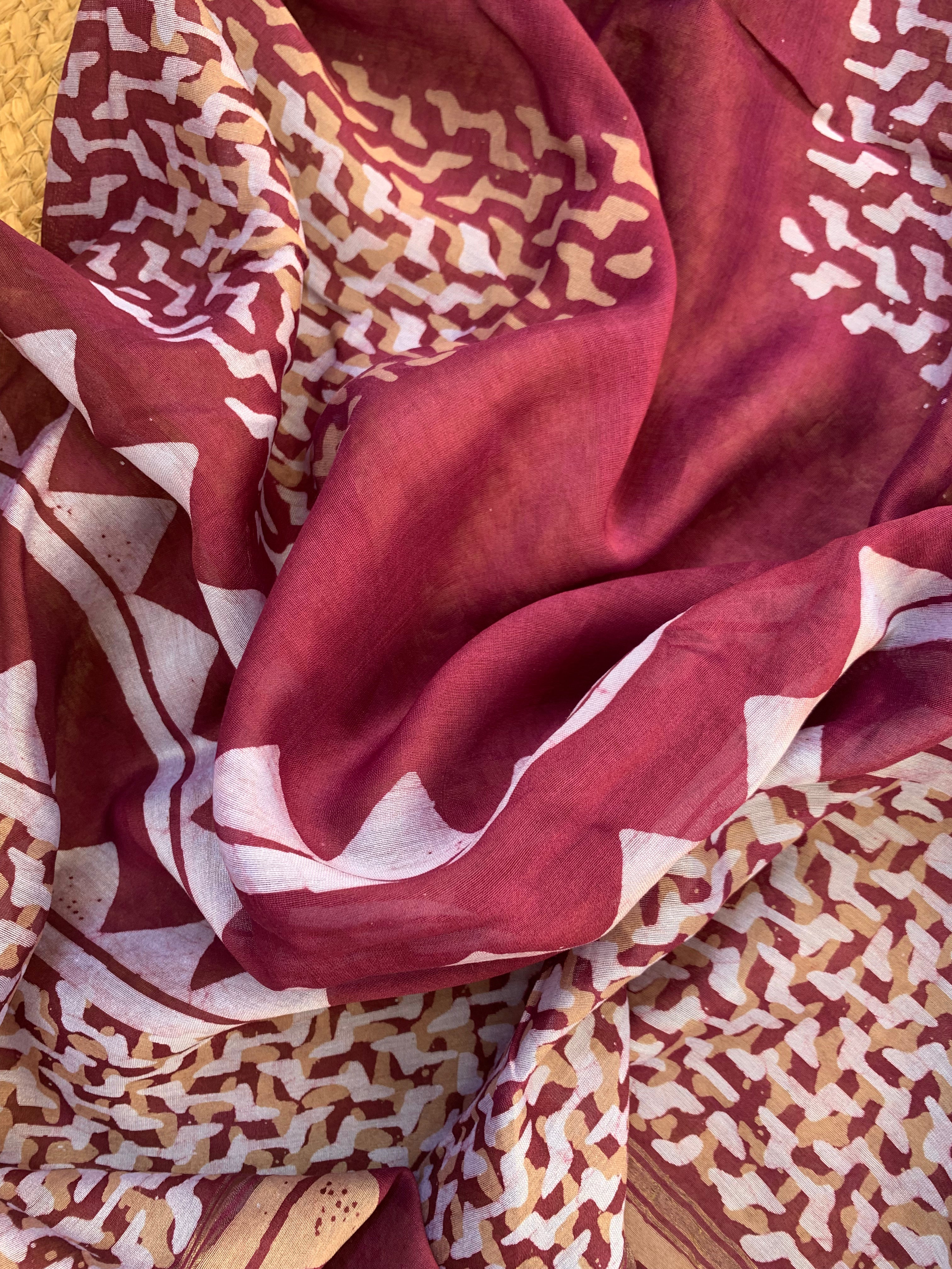 Handblock Batik Cotton Chanderi Suit
