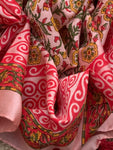 Coral Pink Handcrafted Cotton Chanderi Suit